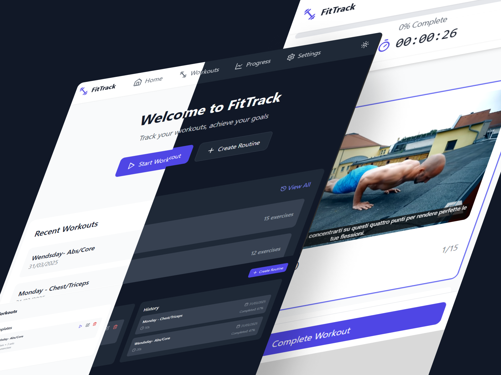 Screenshot of iTrack workout tracker