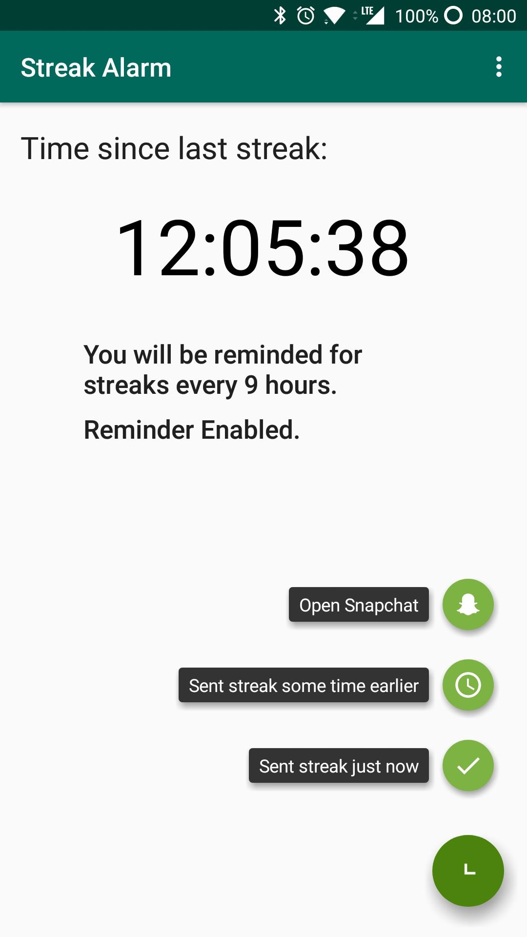 Screenshot of Streak Alarm for Snapchat (Streak Reminder)