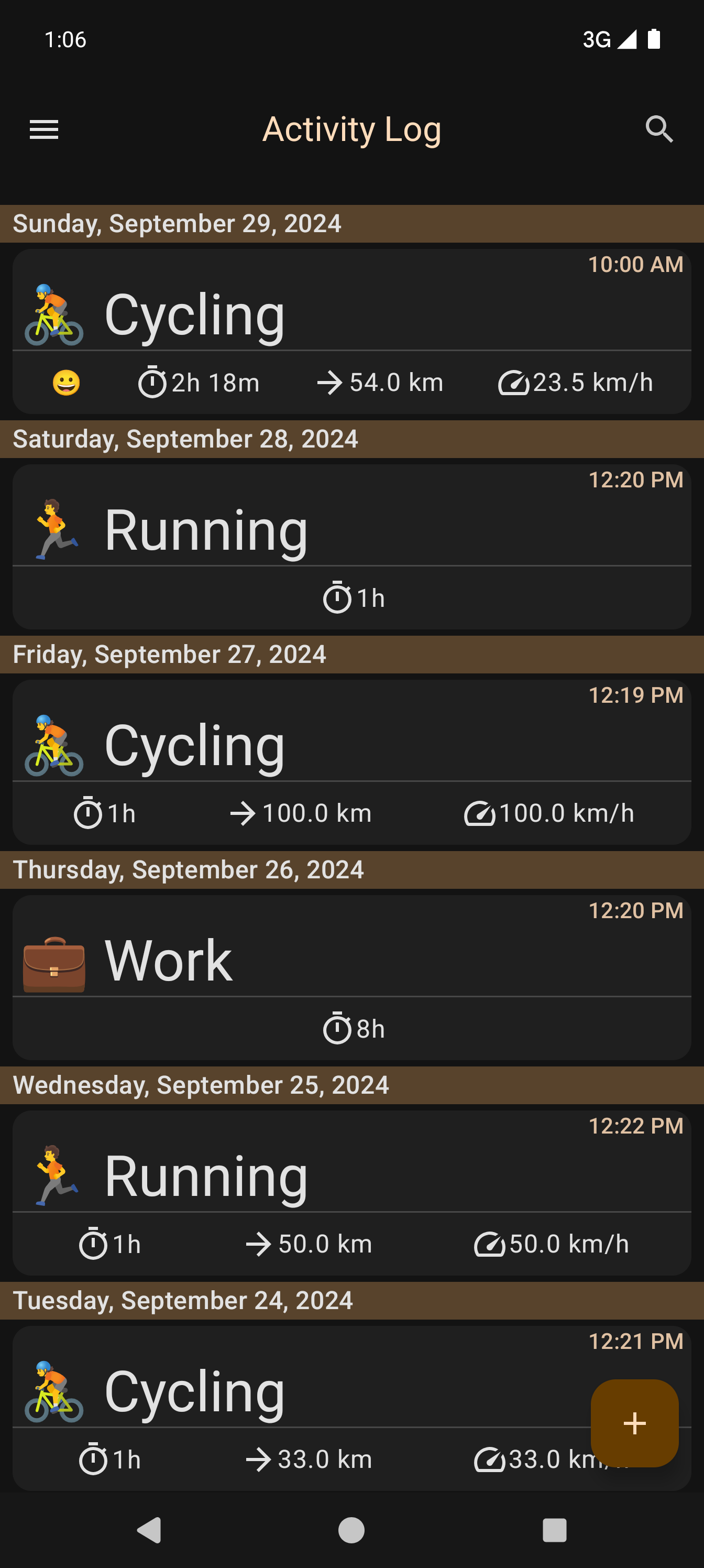 Screenshot of Fitness Calendar