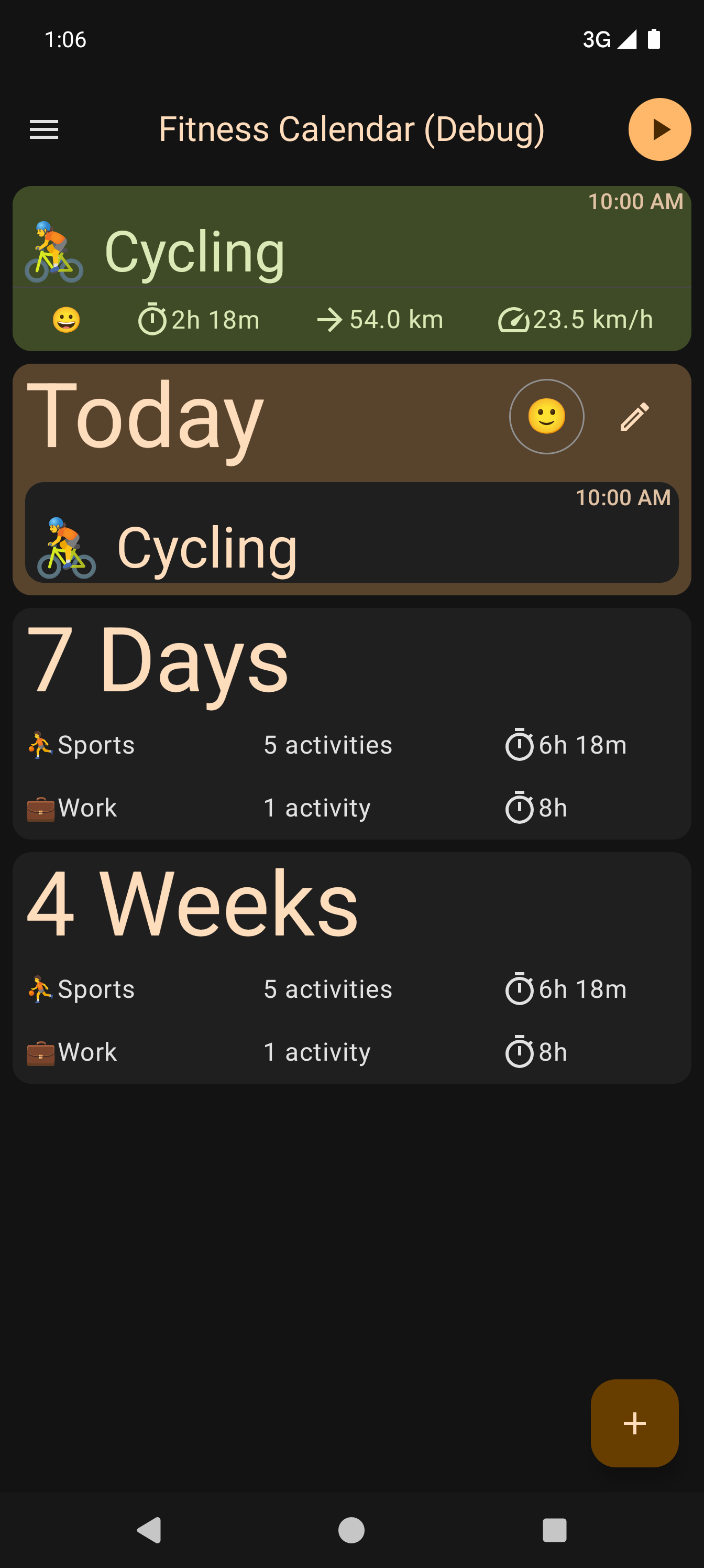 Screenshot of Fitness Calendar