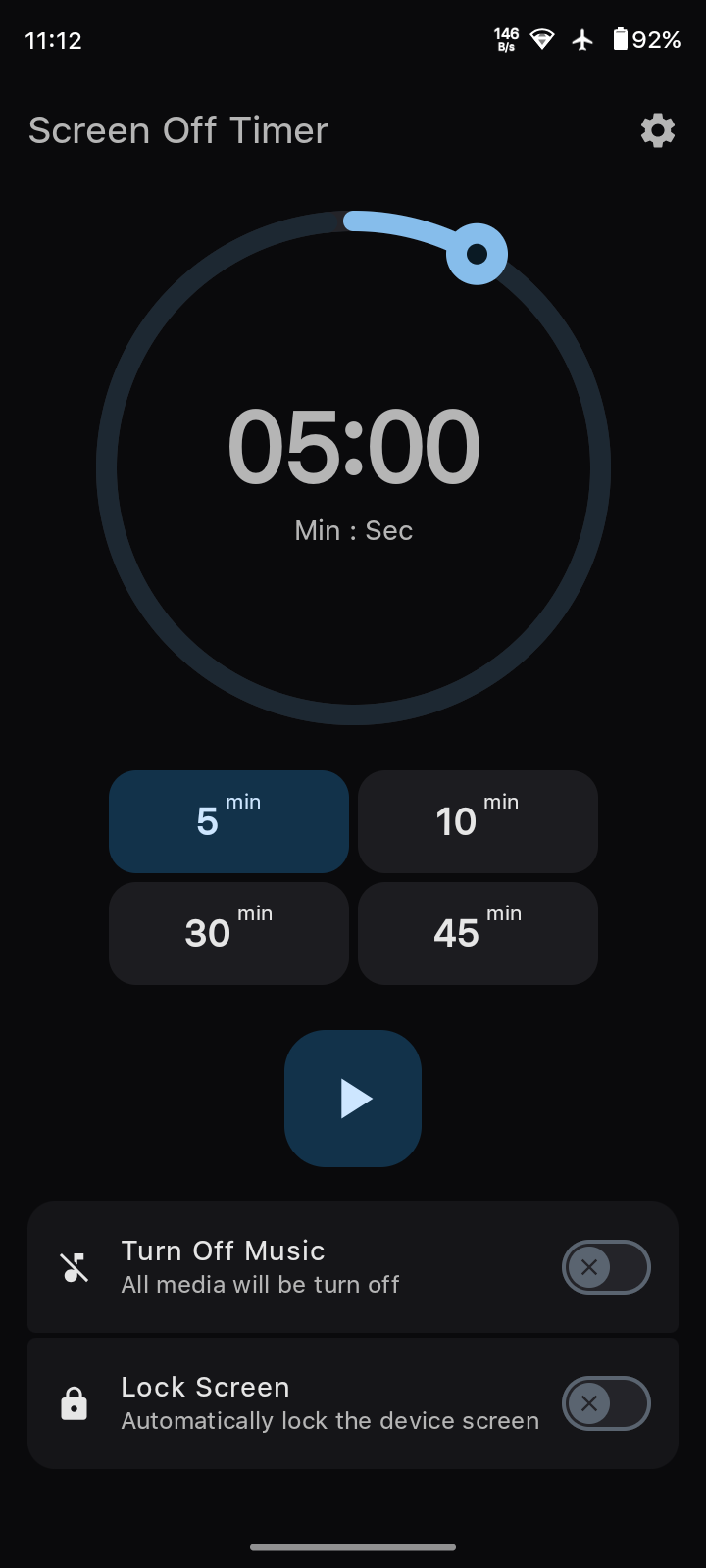 Screenshot of Screen Off Timer
