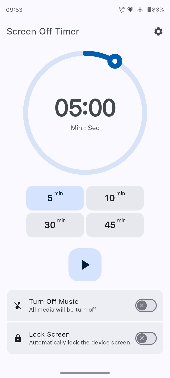 Screenshot of Screen Off Timer