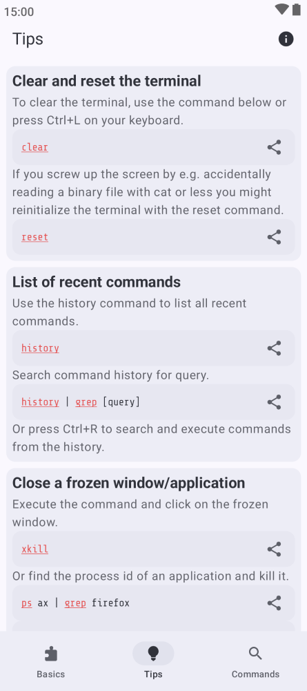 Screenshot of Linux Command Library