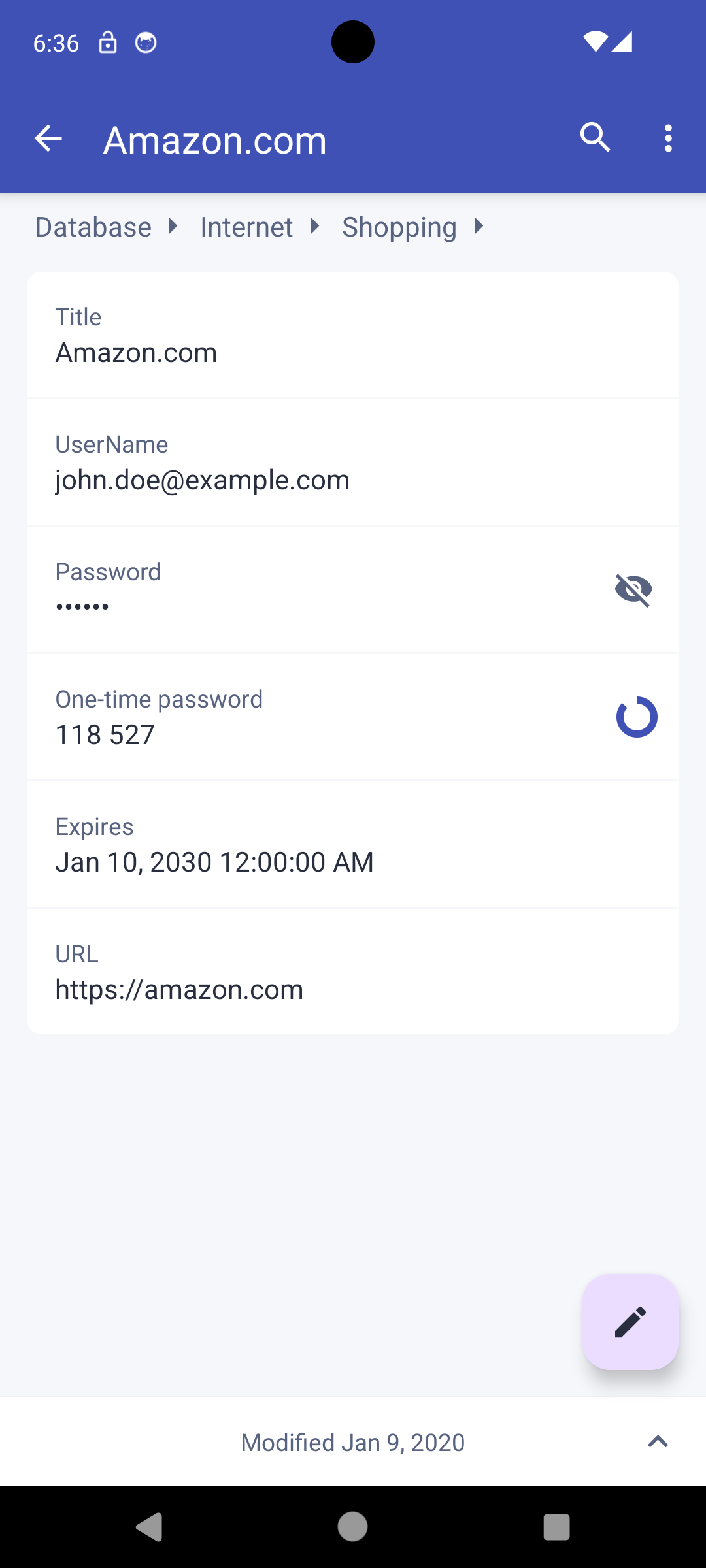 Screenshot of KeePassVault
