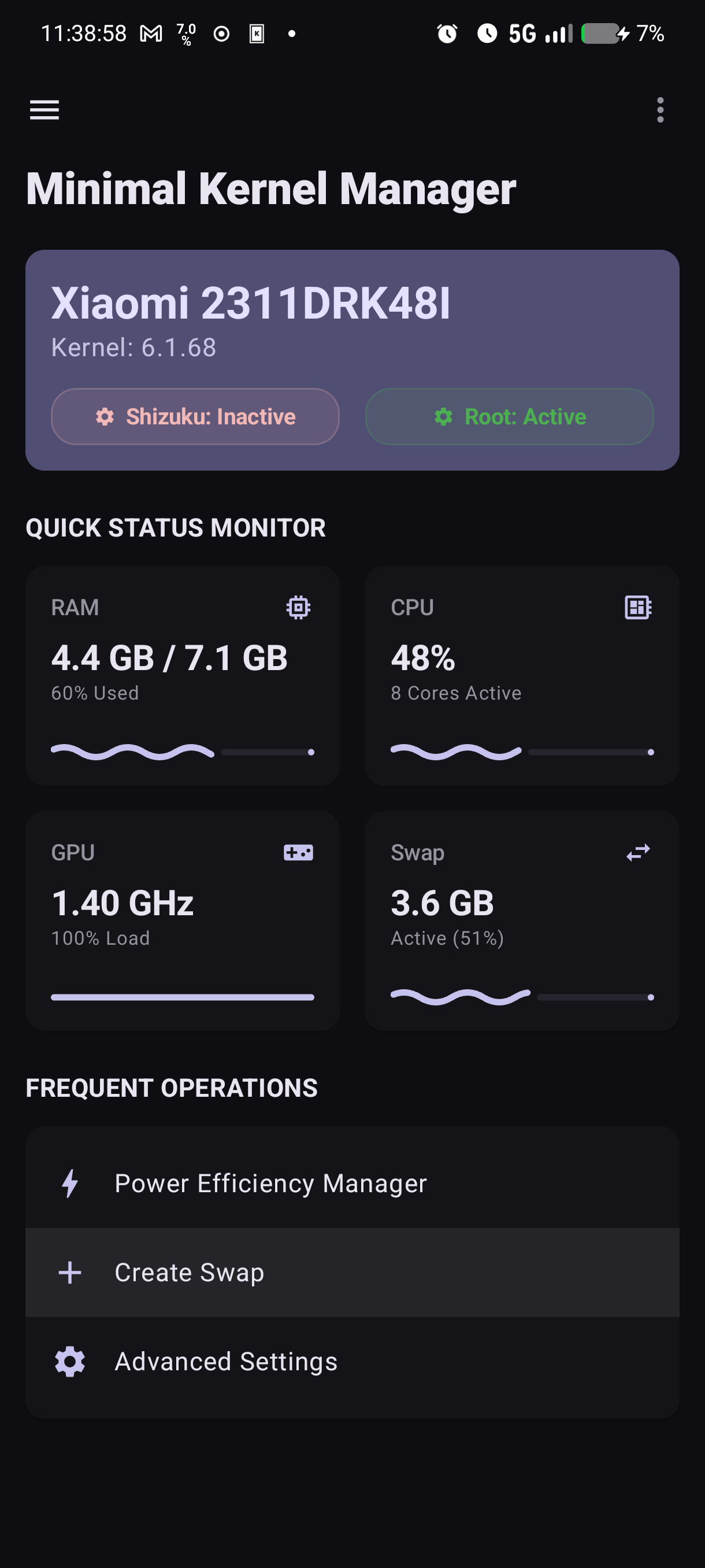 Screenshot of Minimal Kernel Manager