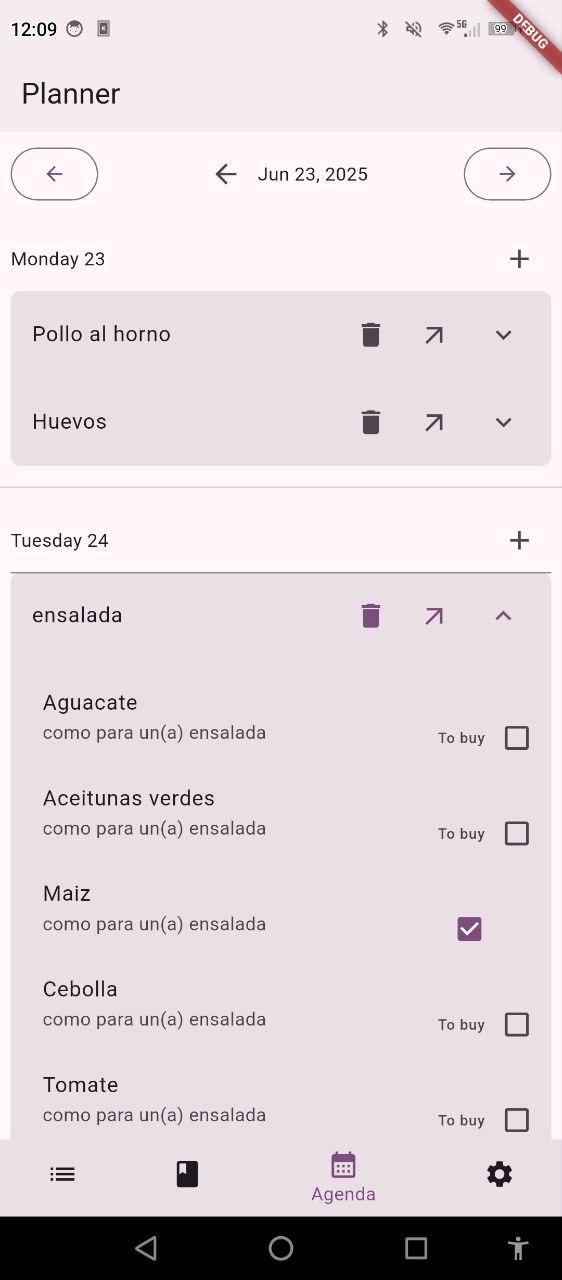 Screenshot of Shopping List