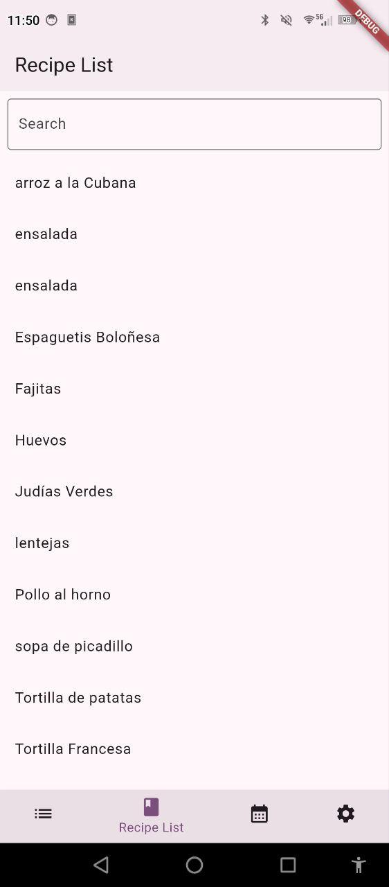 Screenshot of Shopping List