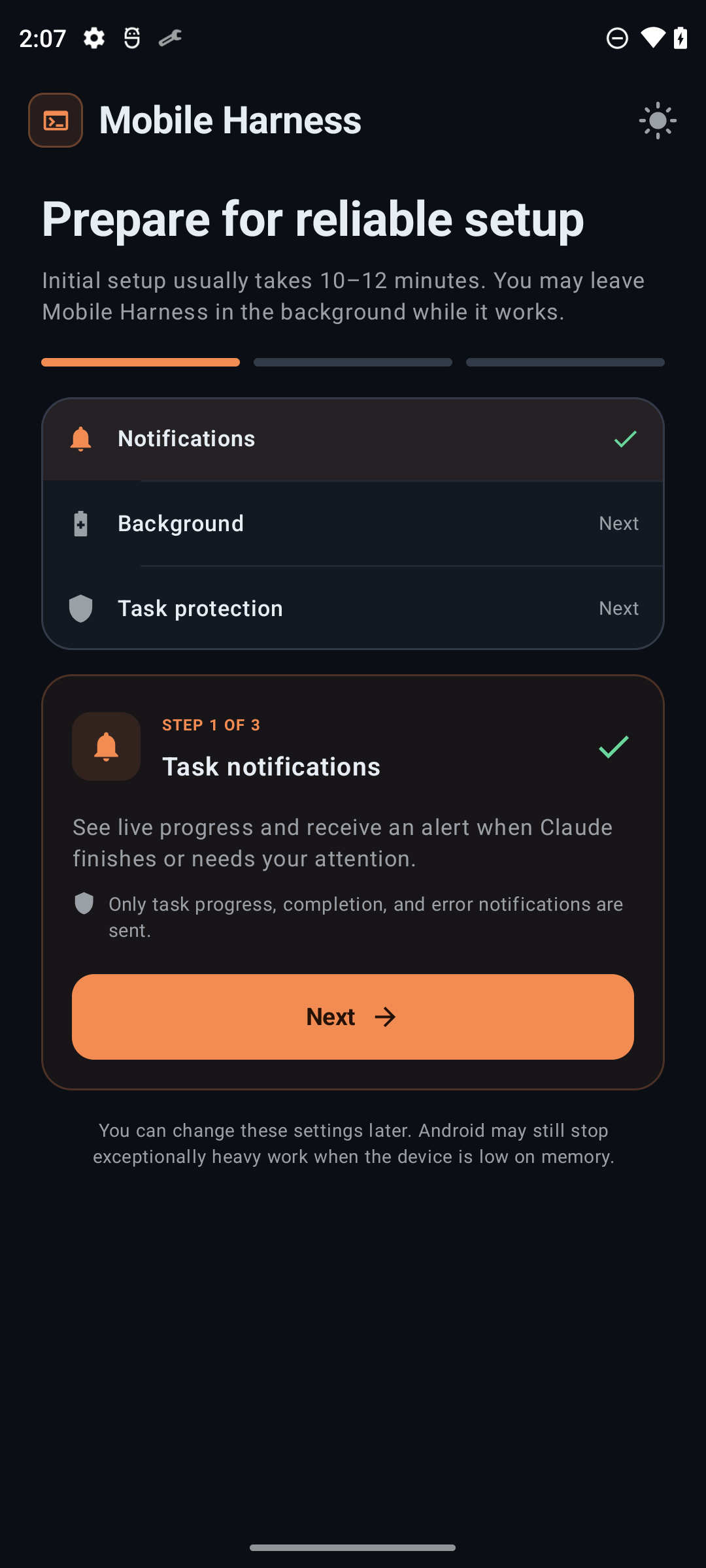 Screenshot of Mobile Harness