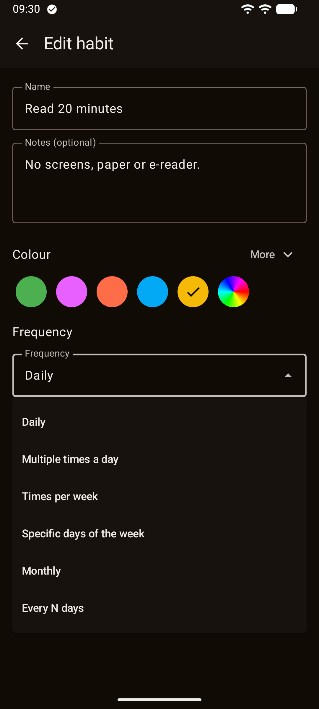 Screenshot of Constanza - Good habits
