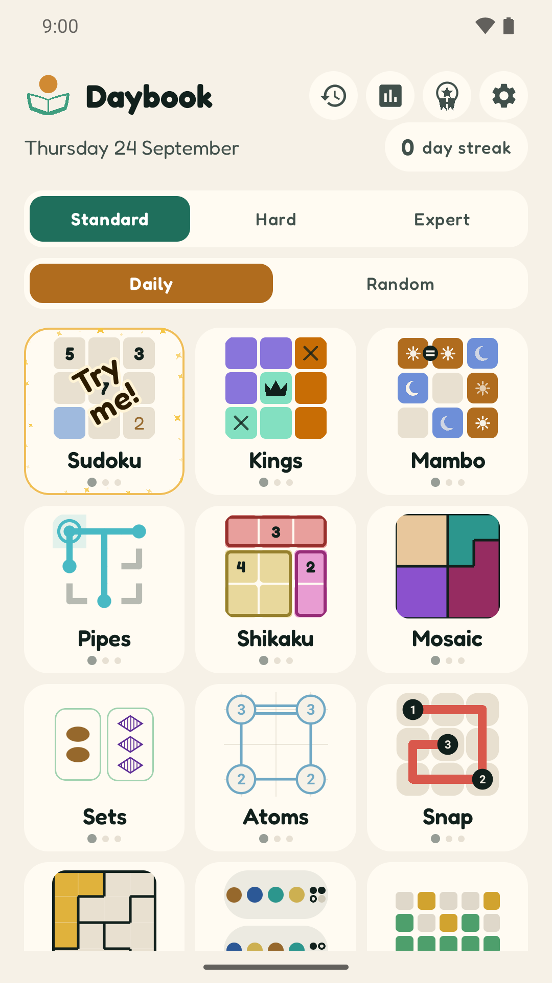 Screenshot of Daybook: Daily Logic Puzzles
