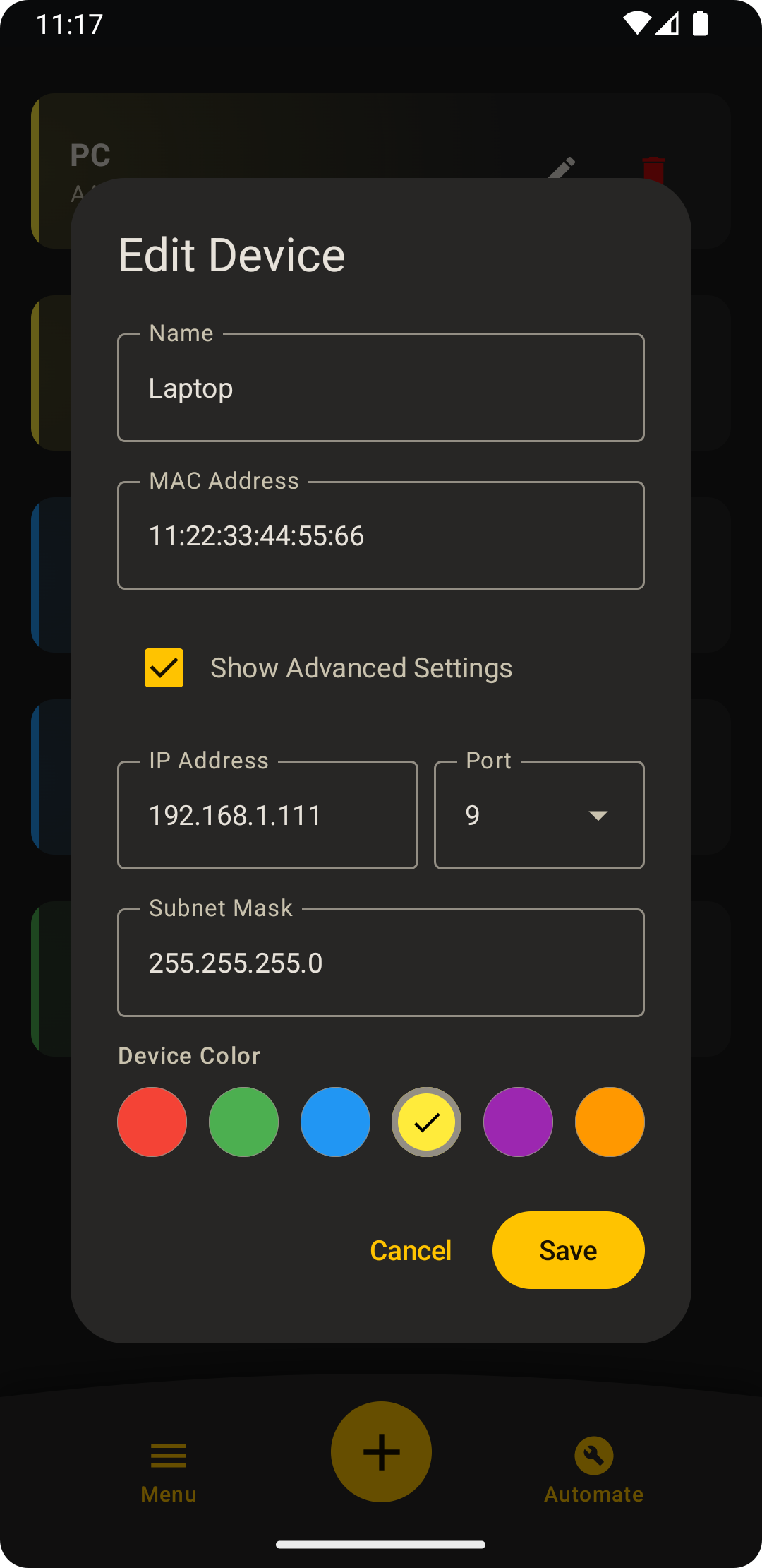 Screenshot of OpenWOL