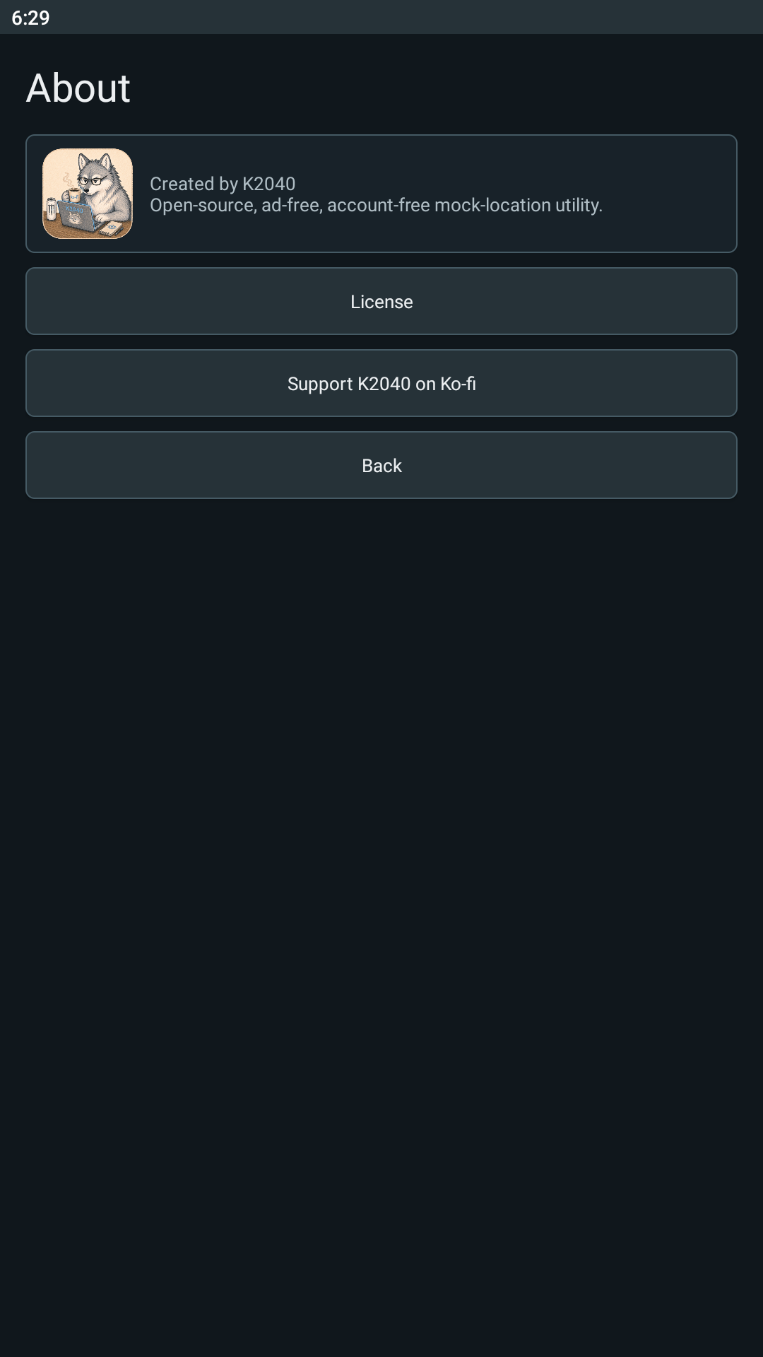 Screenshot of GeoJoystick