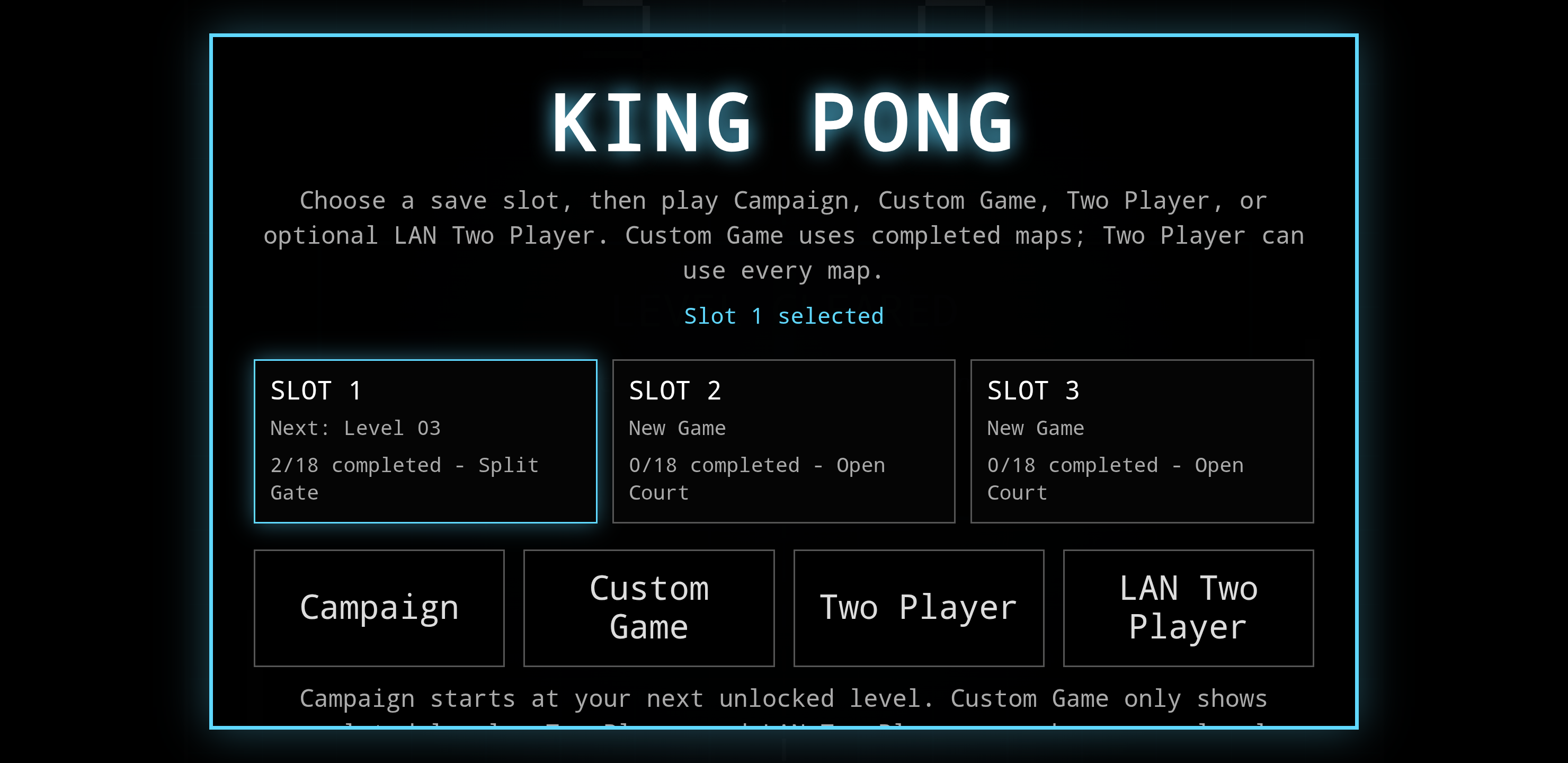 Screenshot of King Pong