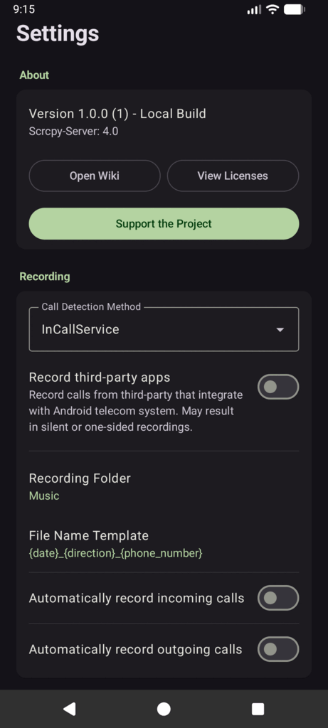 Screenshot of ShizuCallRecorder