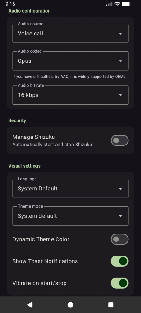 Screenshot of ShizuCallRecorder