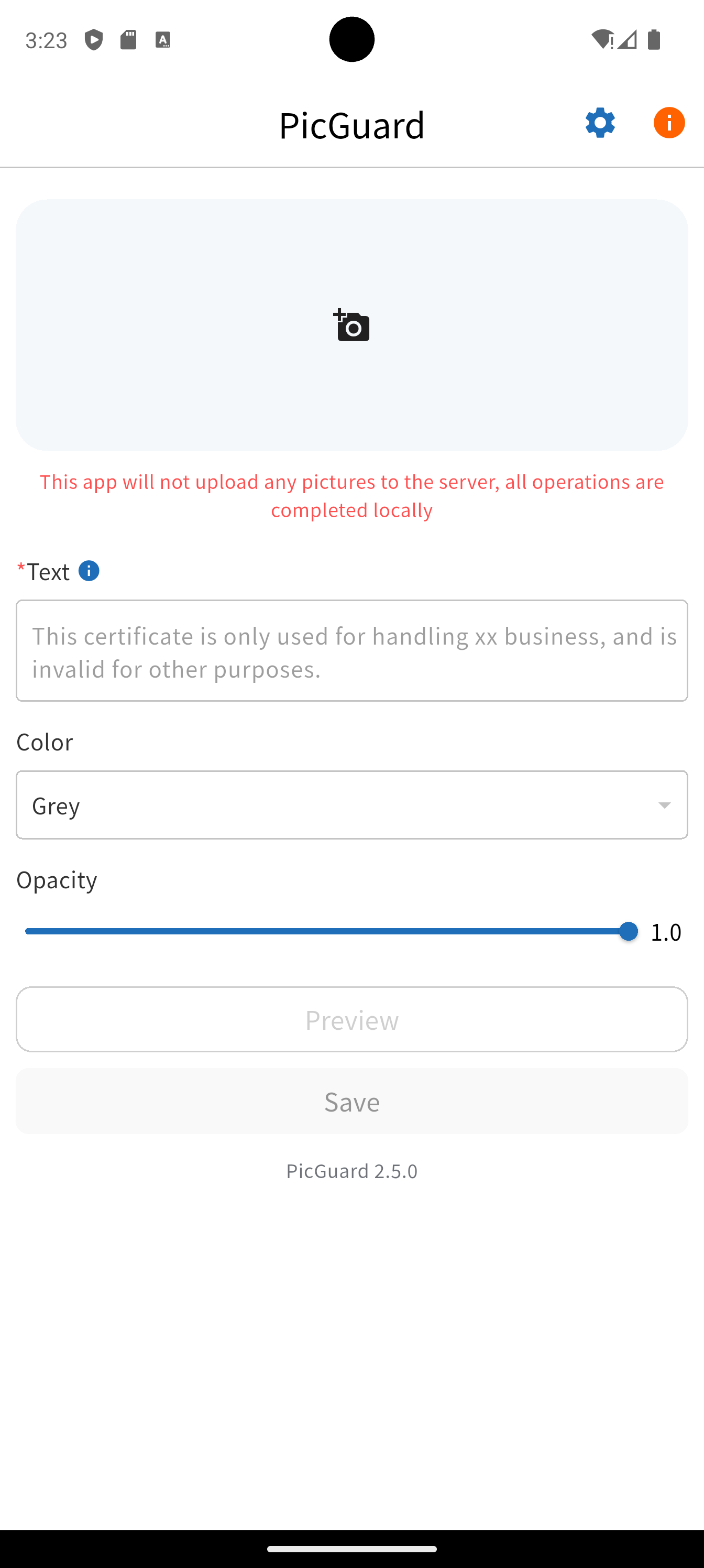 Screenshot of PicGuard