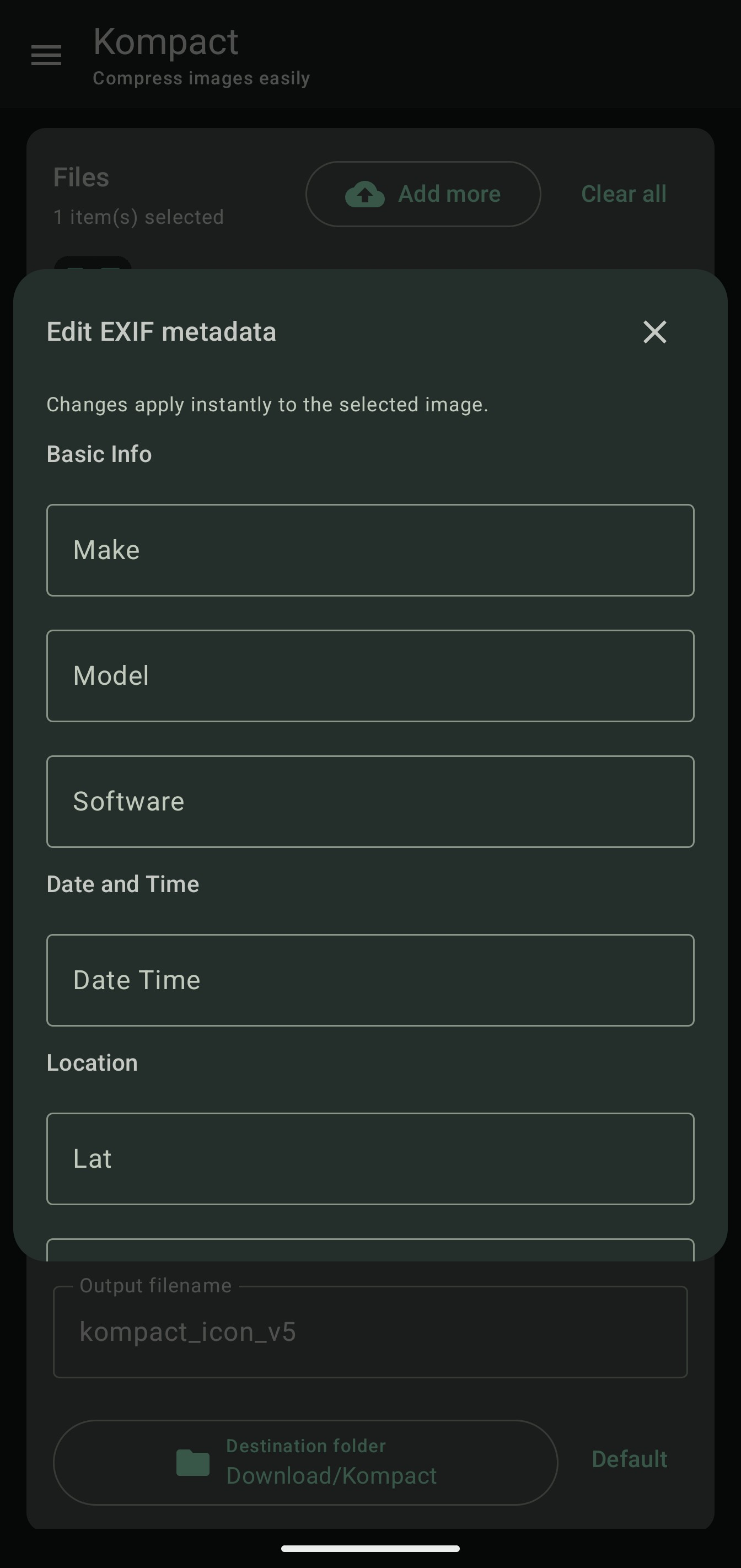 Screenshot of Kompact Image Compressor