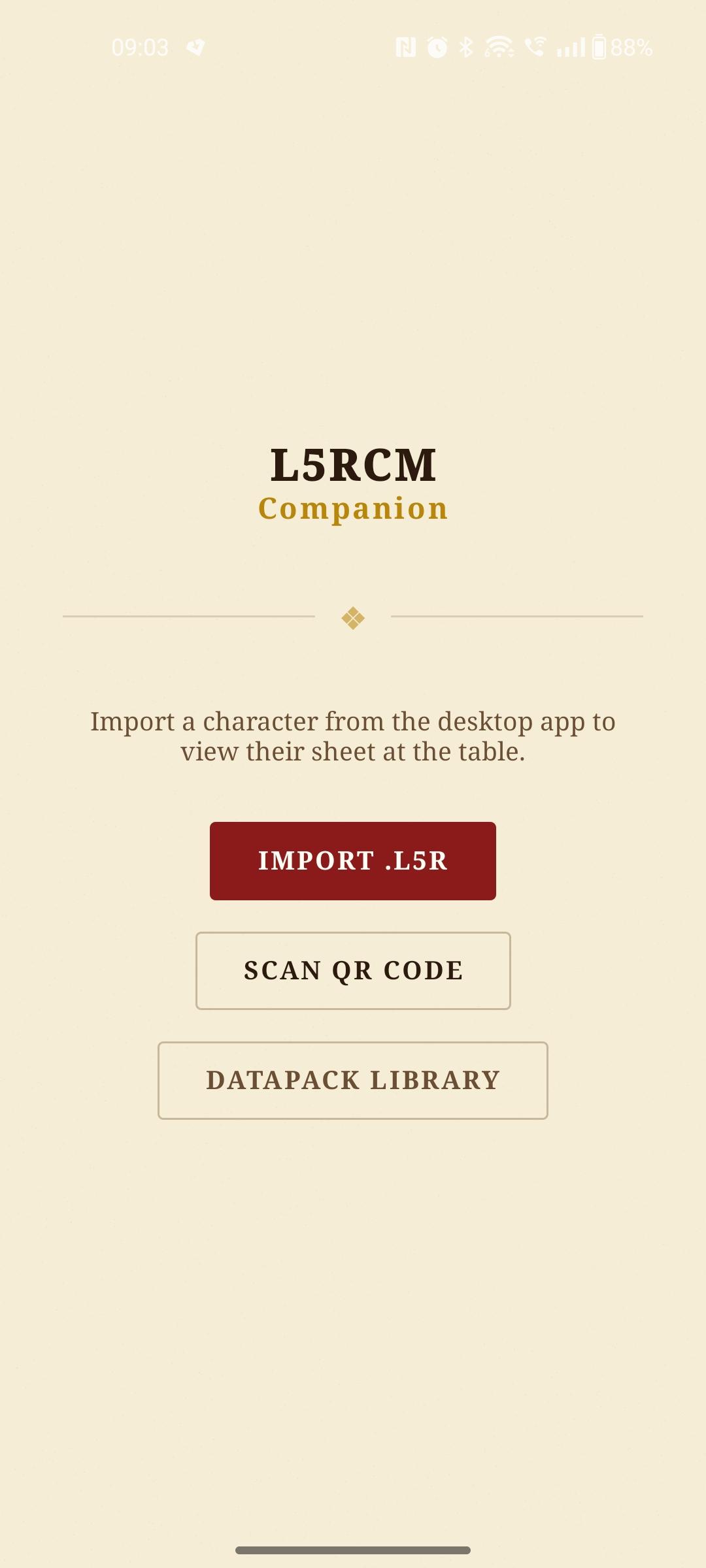 Screenshot of L5RCM Companion