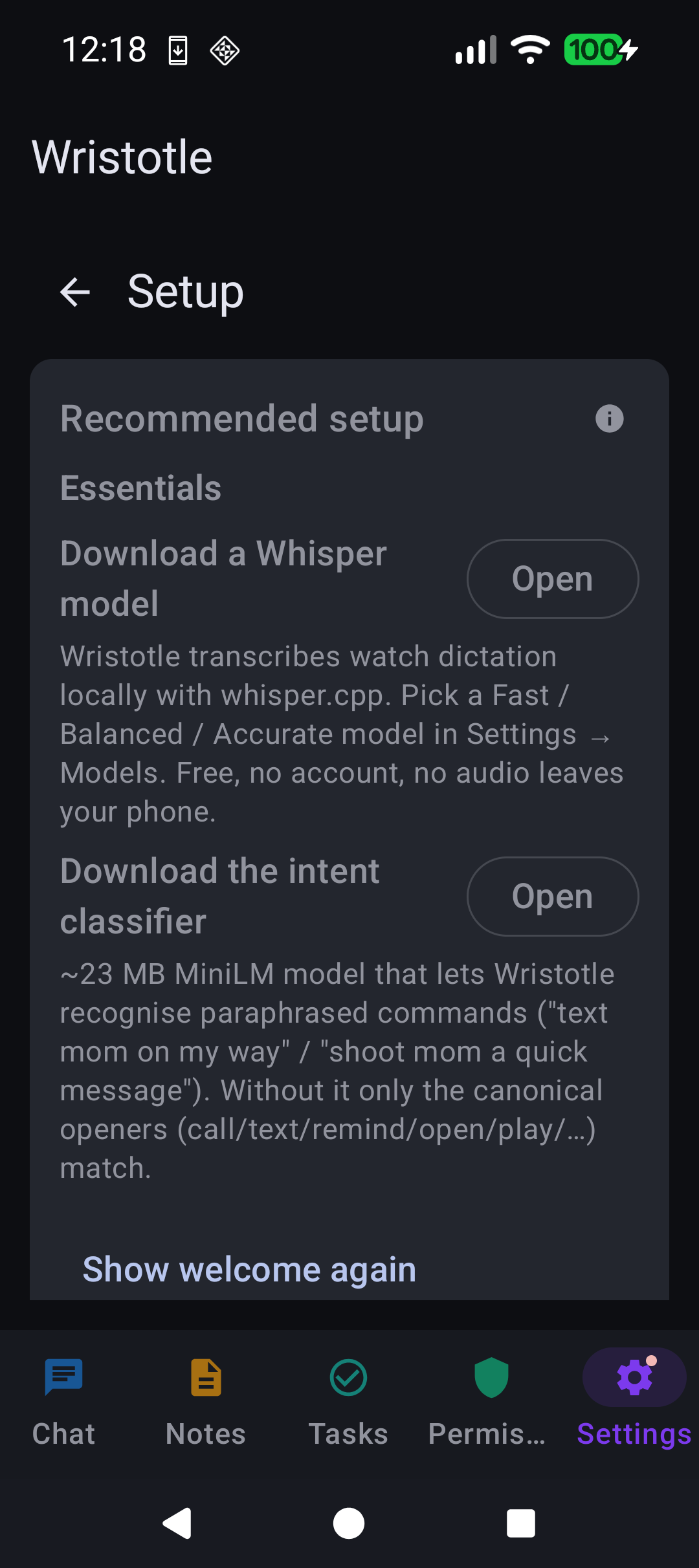 Screenshot of Wristotle Companion