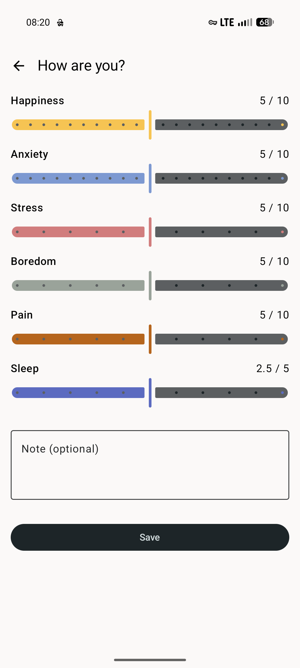 Screenshot of Mood Cairns