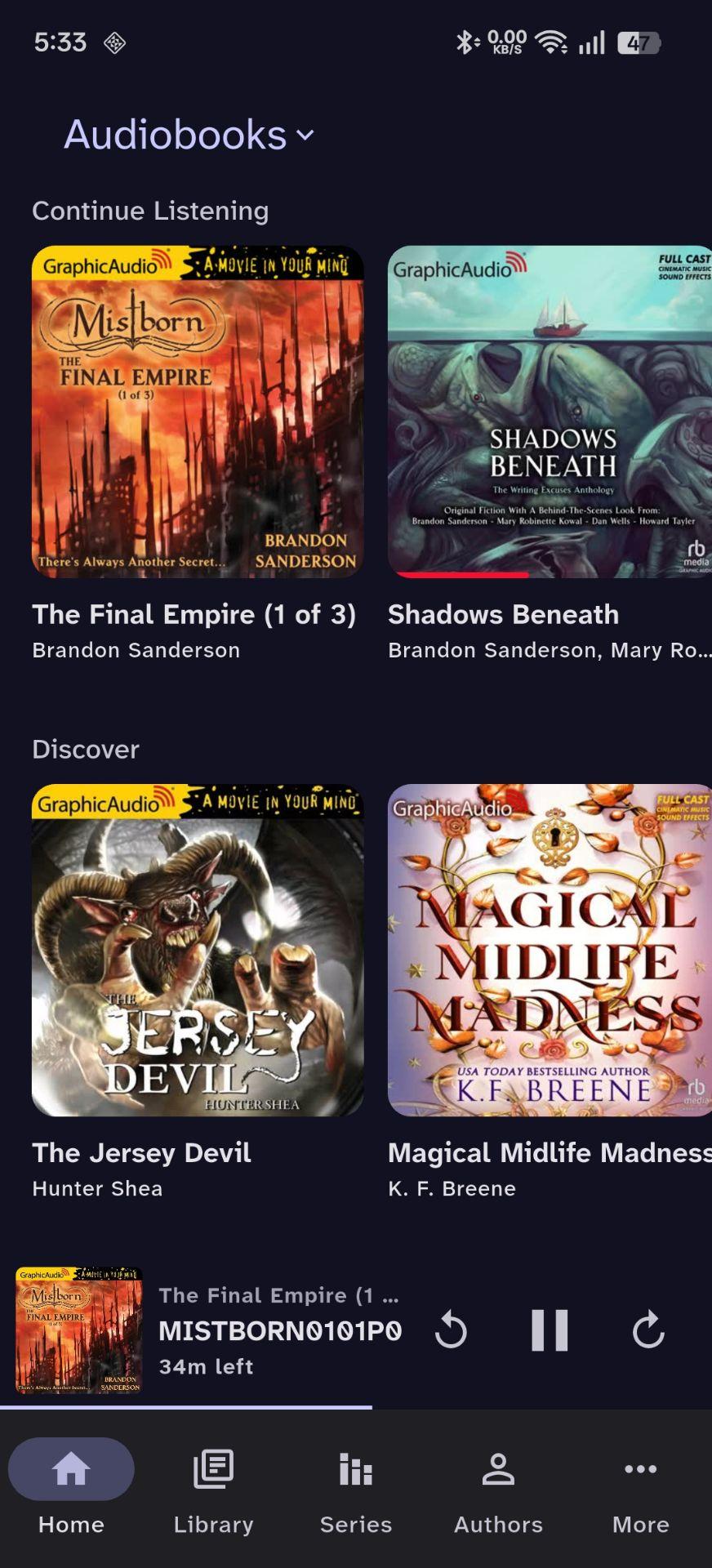 Screenshot of Storii - audiobookshelf client