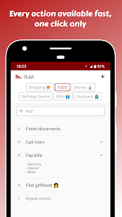 Screenshot of 1List - Simple Lists for TODO, Shopping, Movies...