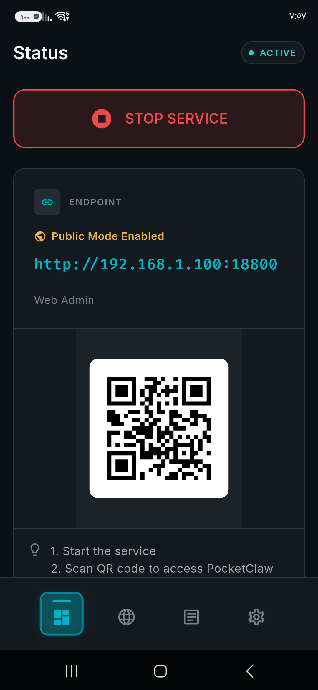 Screenshot of PocketClaw