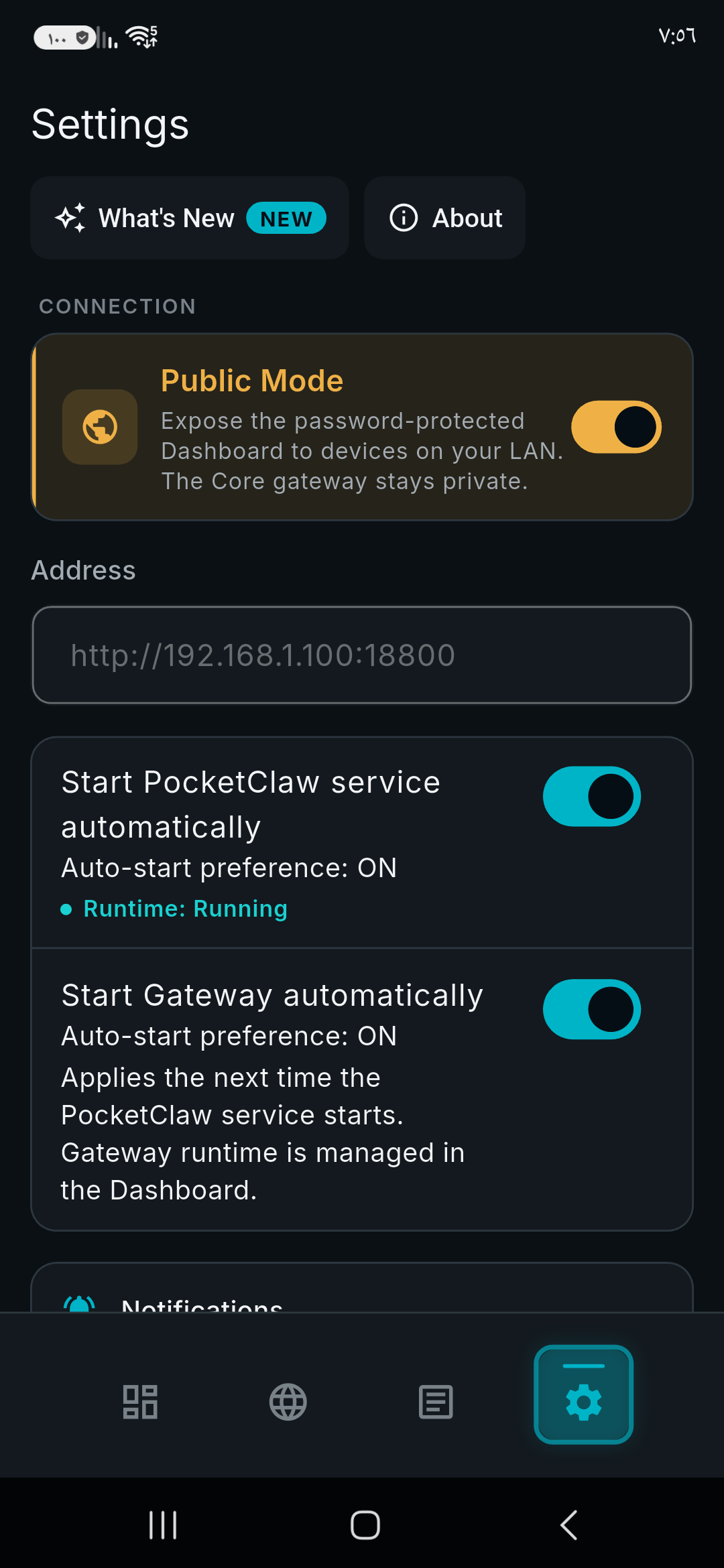 Screenshot of PocketClaw