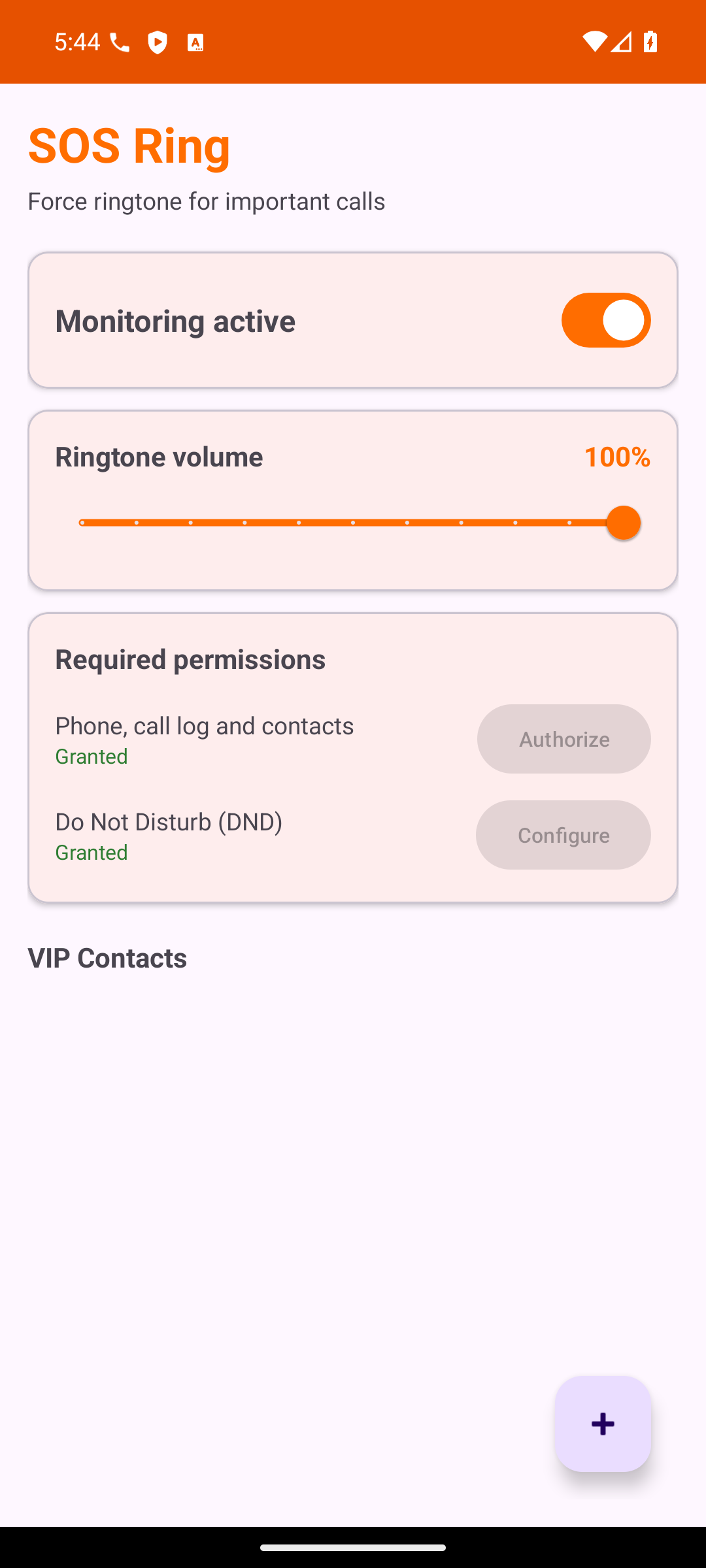 Screenshot of SOS Ring