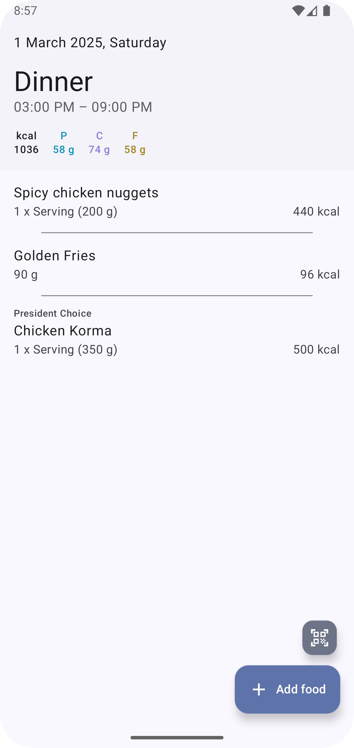 Screenshot of Food You - Calorie Tracker & Food Diary