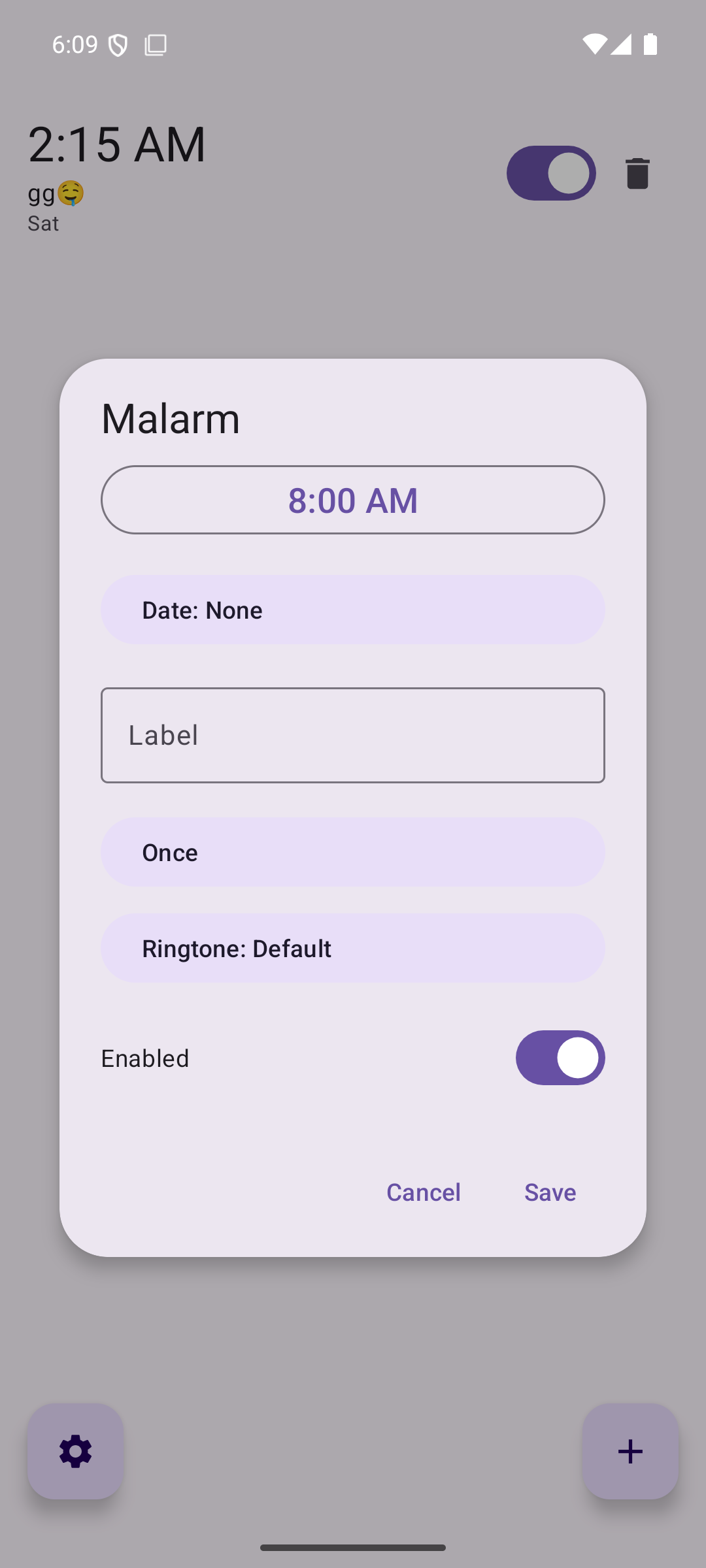 Screenshot of Malarm