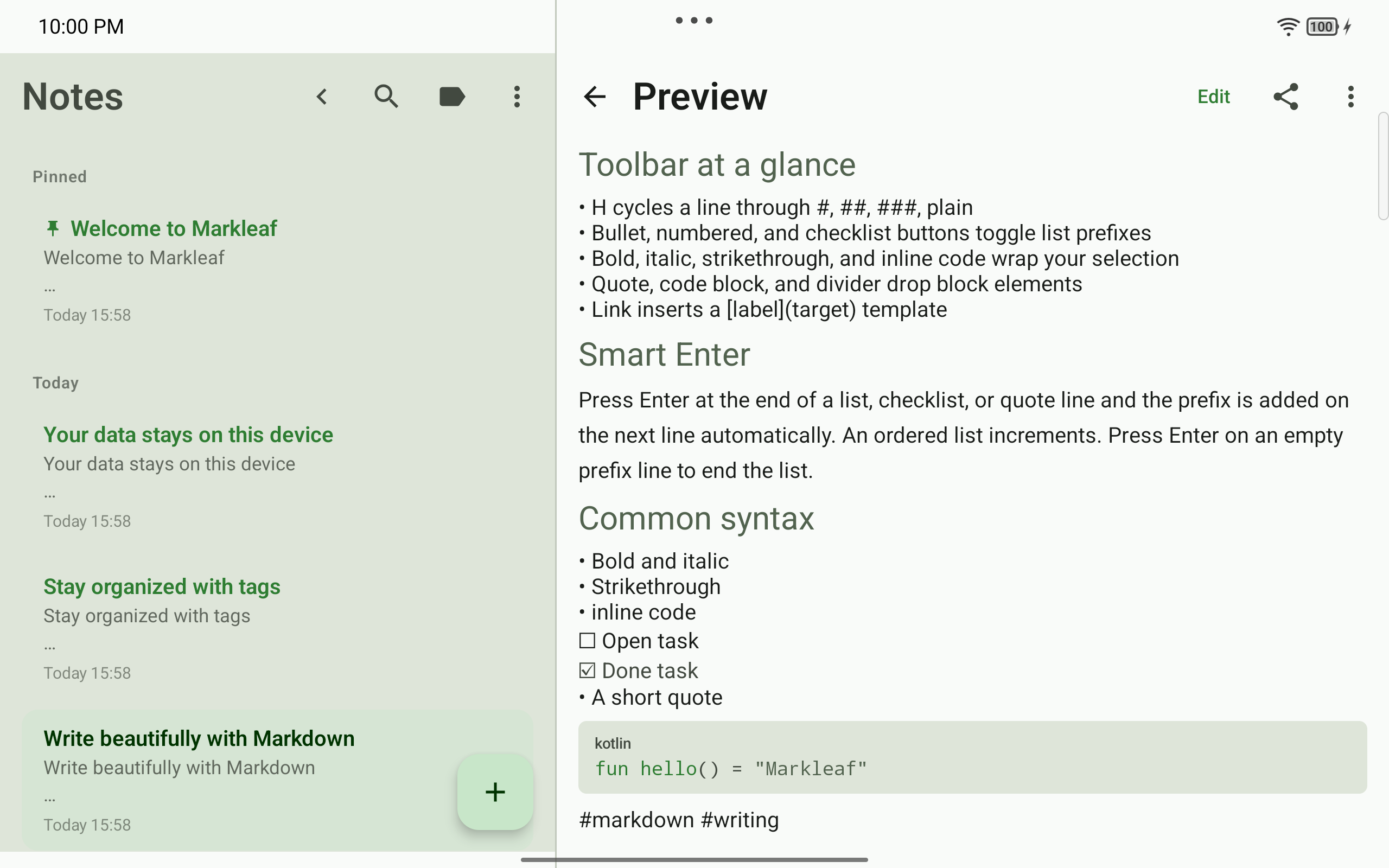 Screenshot of Markleaf