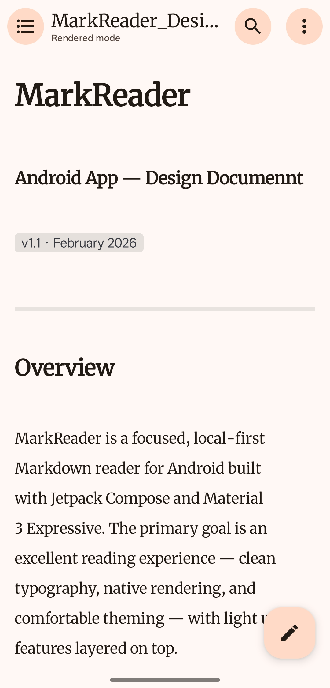 Screenshot of MarkReader - Markdown Reader
