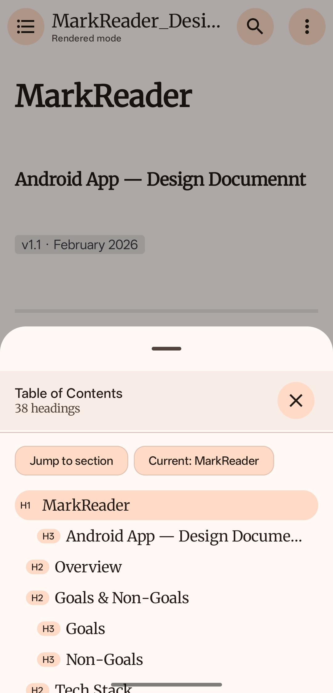 Screenshot of MarkReader - Markdown Reader