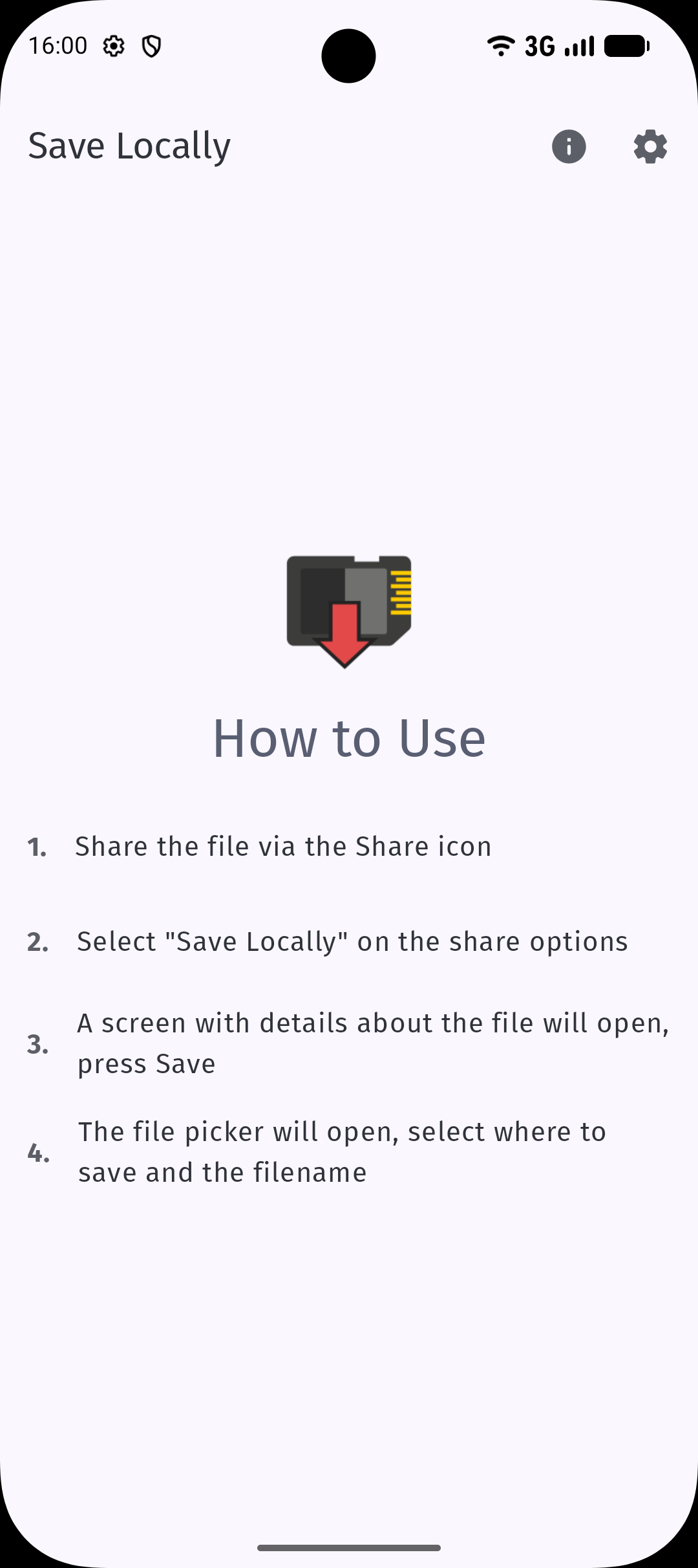 Screenshot of Save Locally