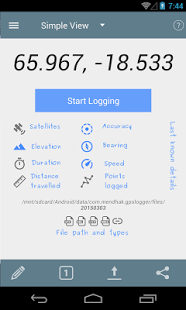 Screenshot of GPSLogger