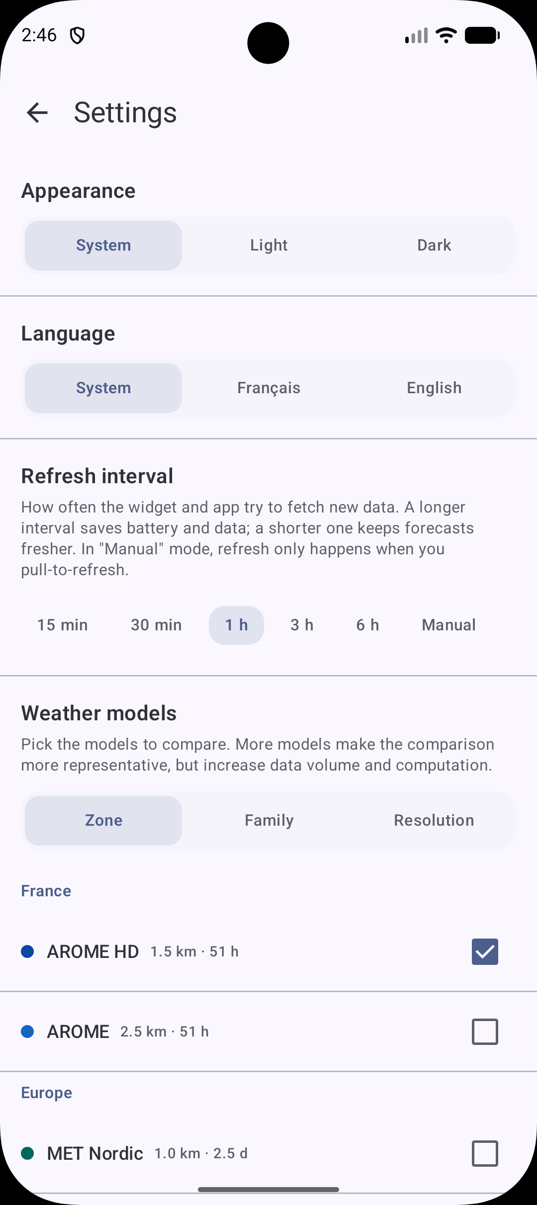 Screenshot of MeteoCompare