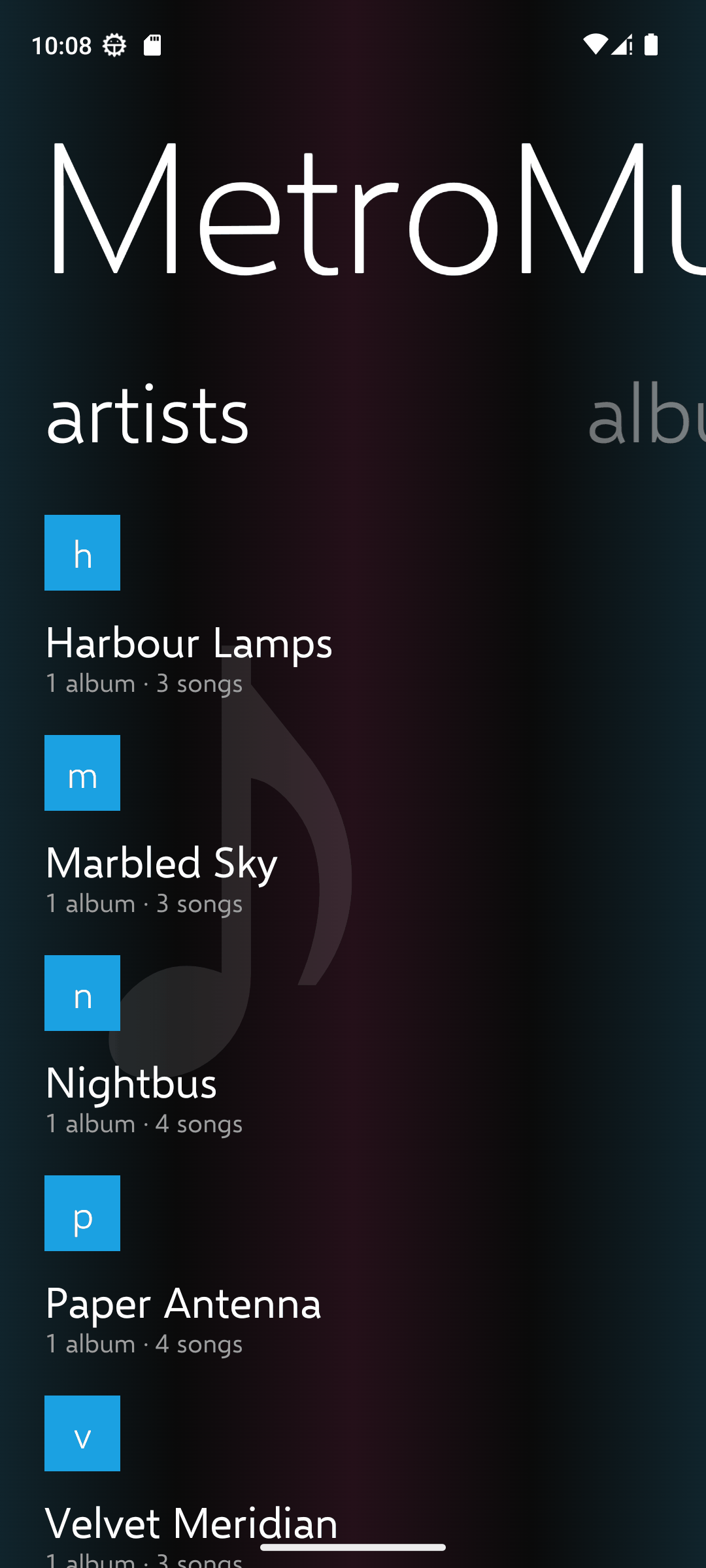 Screenshot of MetroMusic