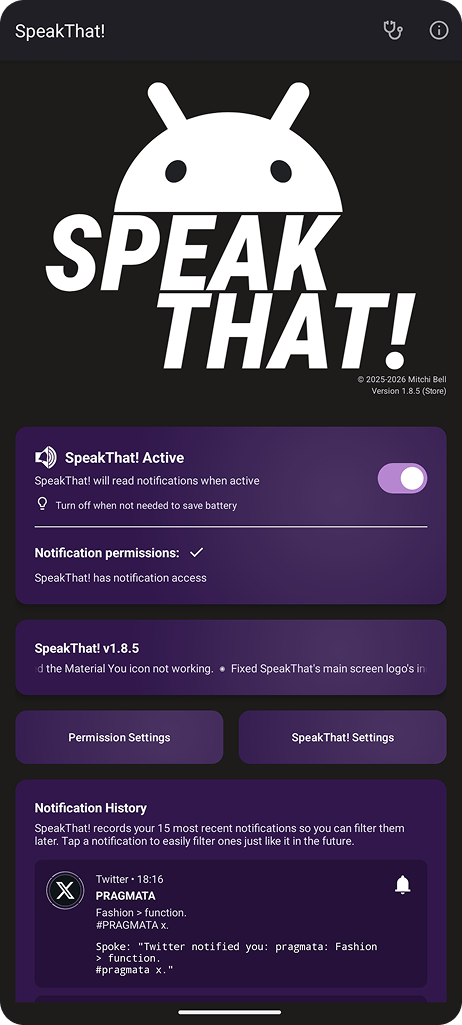 Screenshot of SpeakThat!