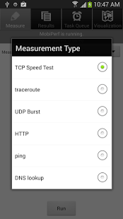 Screenshot of MobiPerf