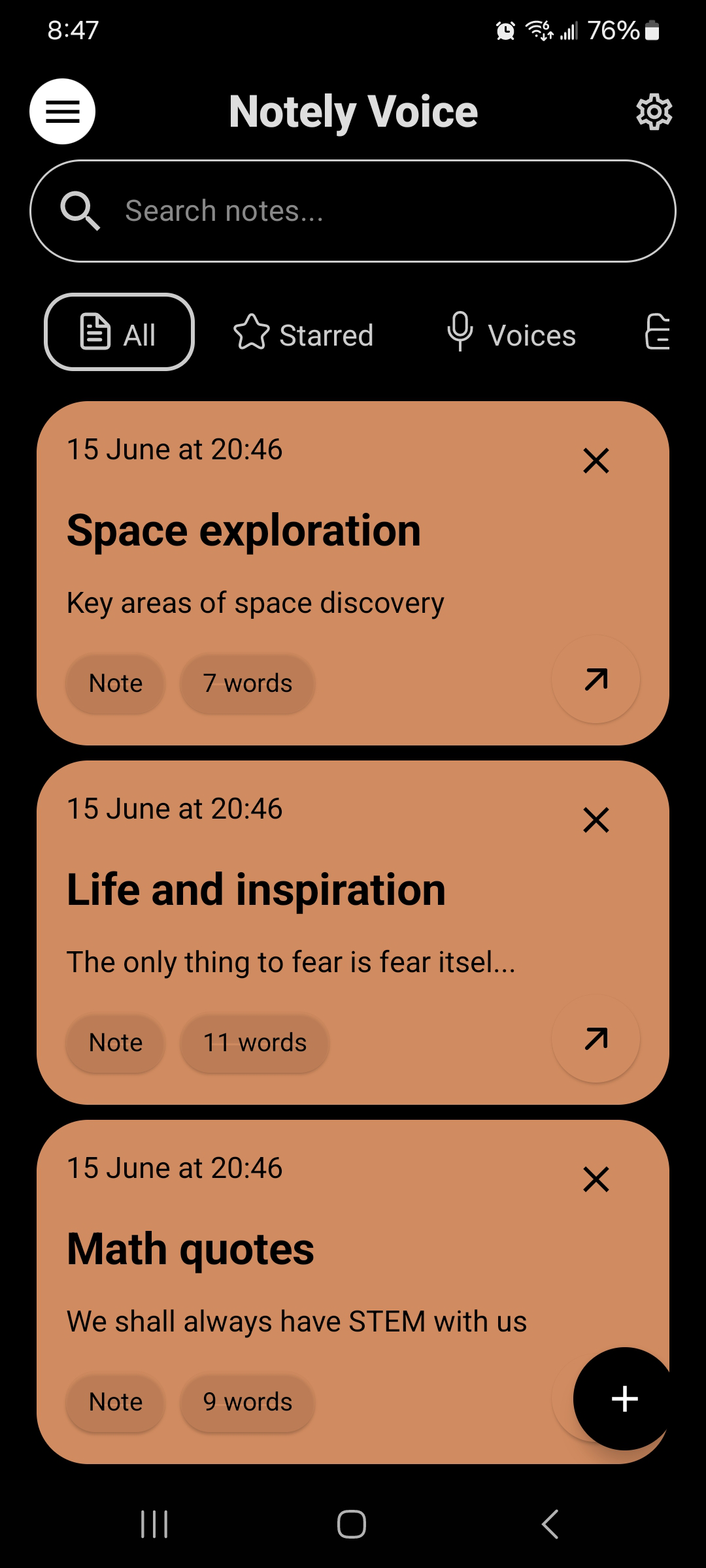 Screenshot of Notely Voice: AI Voice to Text
