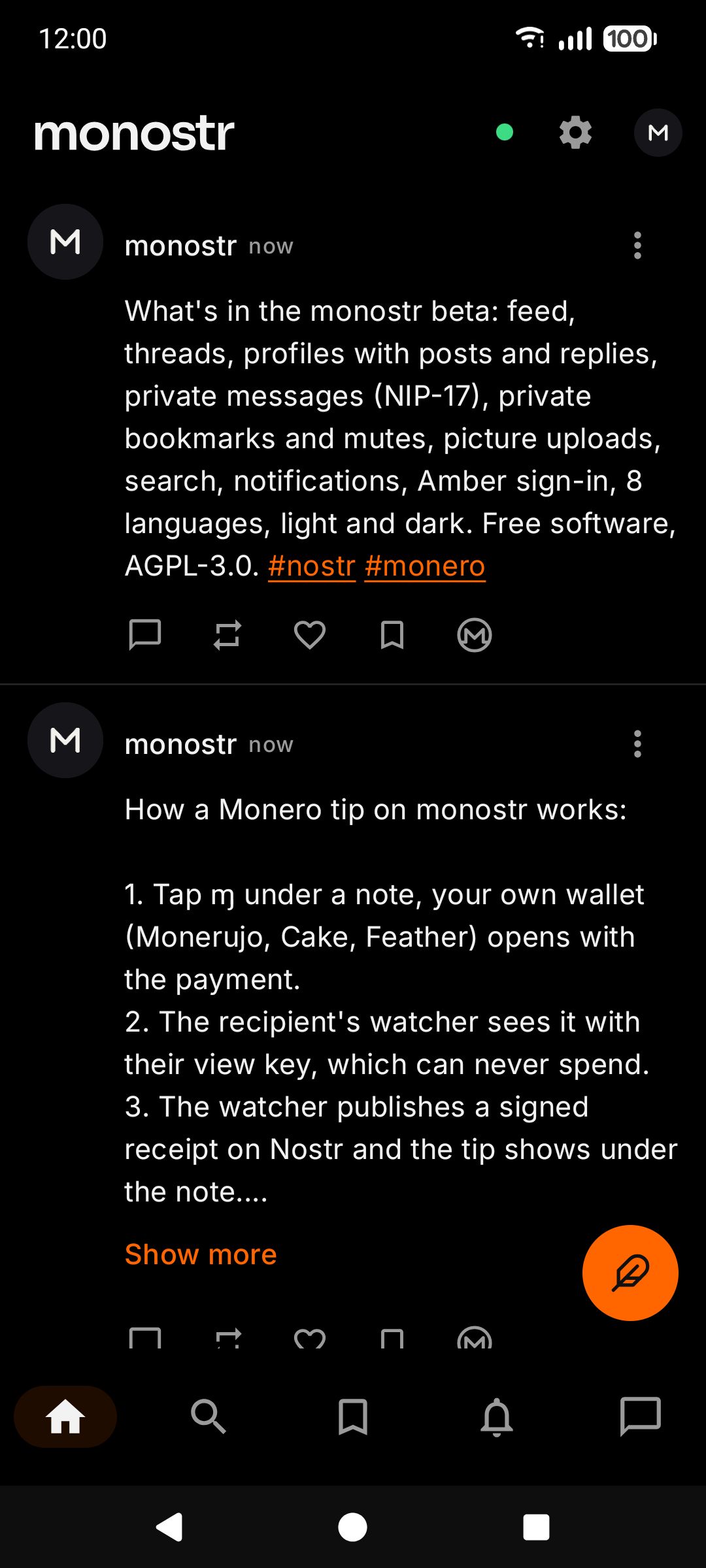 Screenshot of monostr