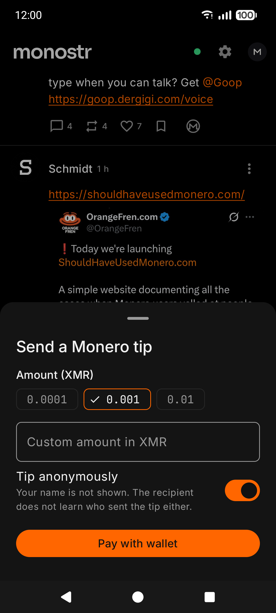 Screenshot of monostr