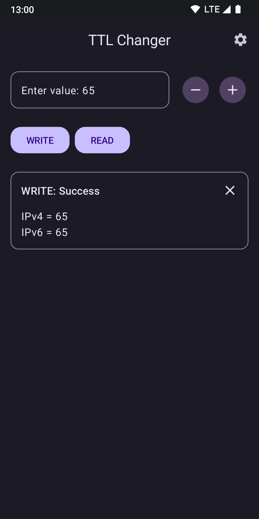 Screenshot of TTL Changer