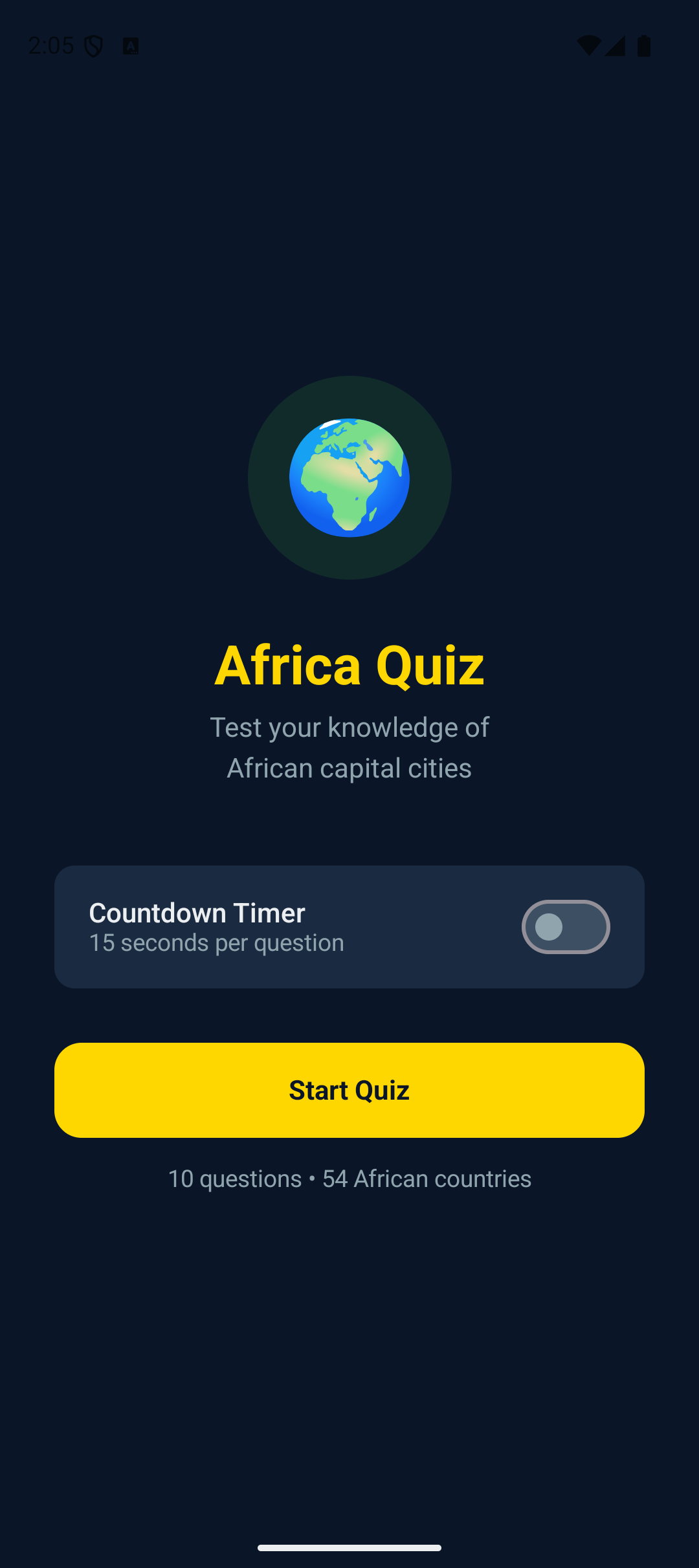 Screenshot of Africa Quiz