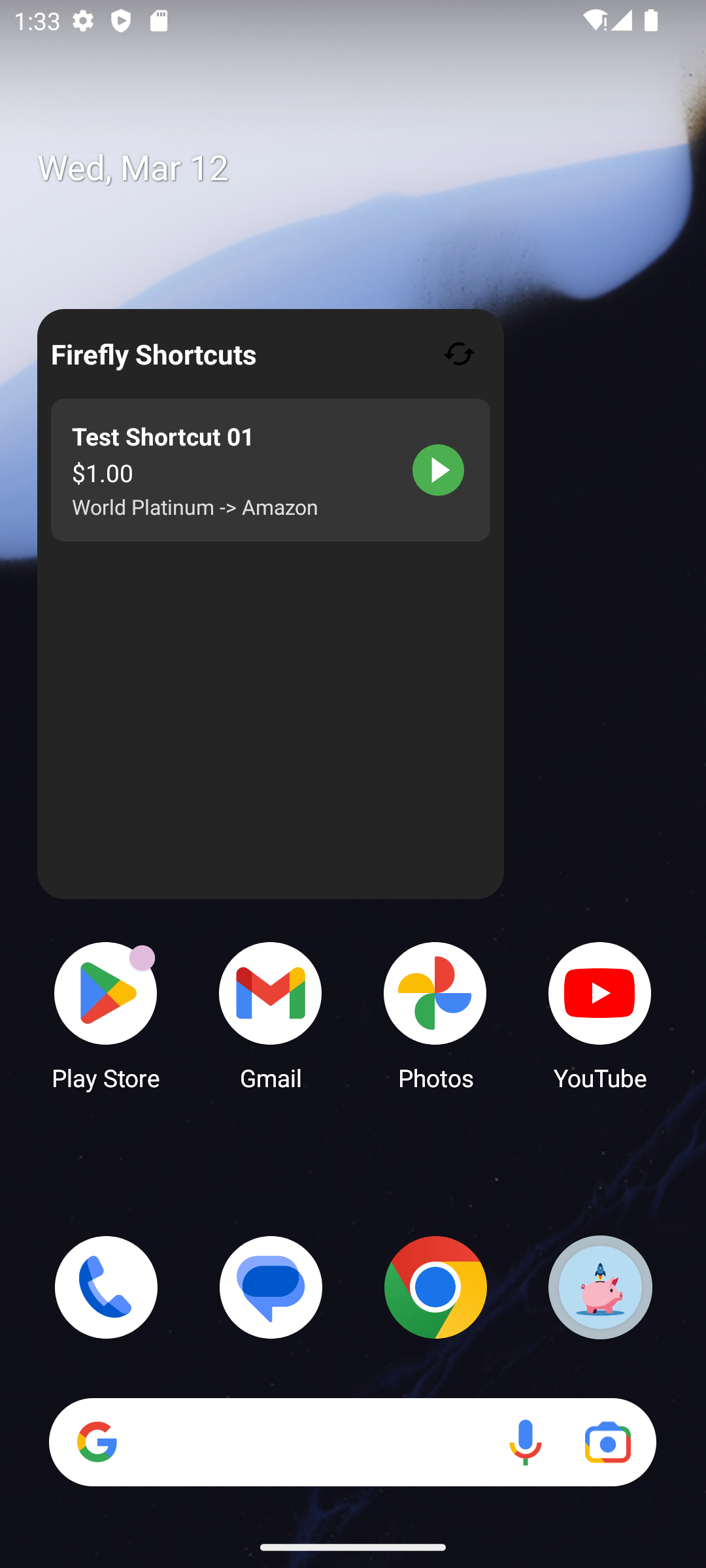 Screenshot of Firefly III Shortcuts