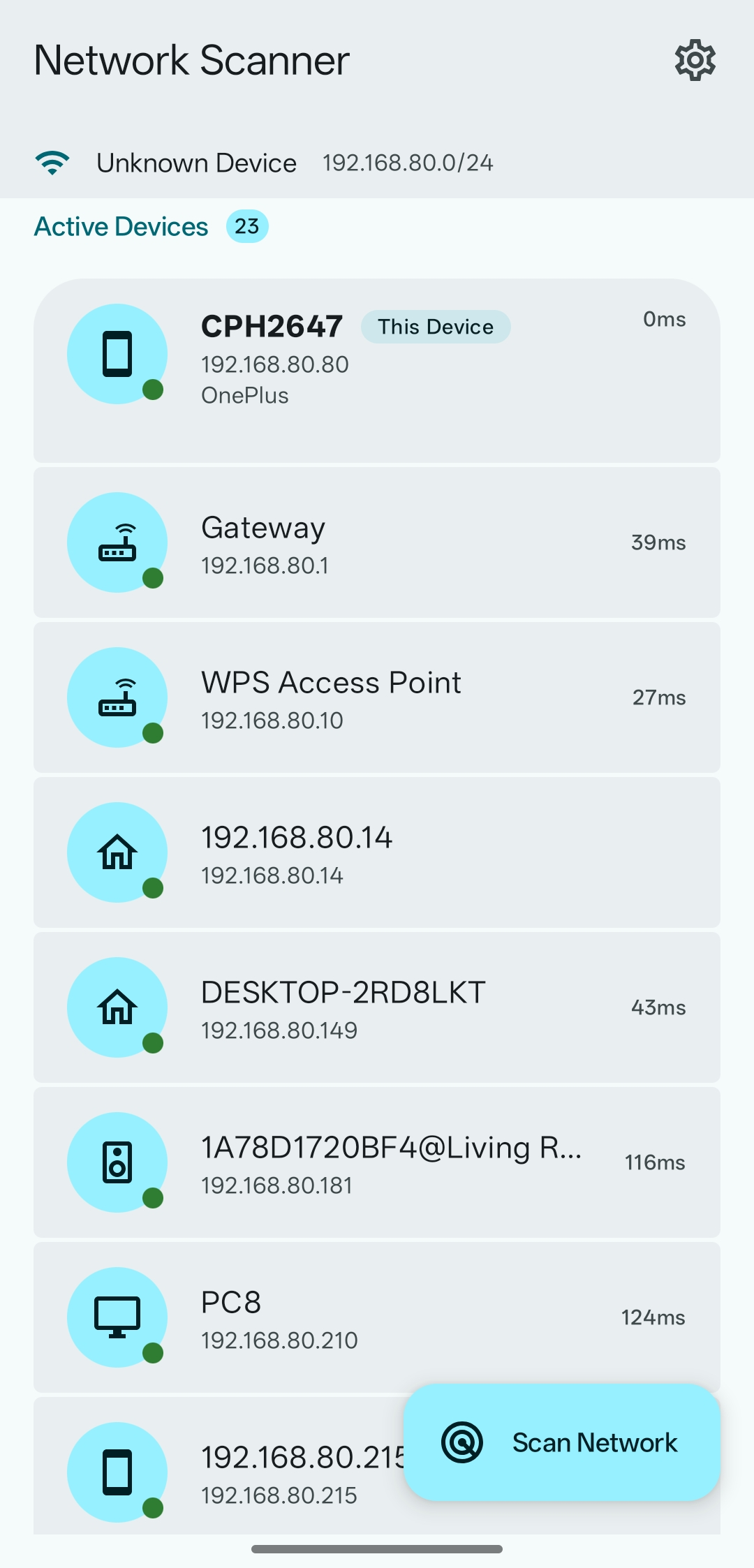 Screenshot of Network Scanner