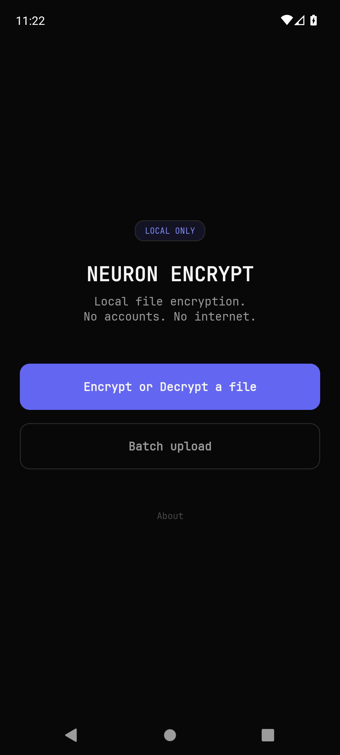 Screenshot of Neuron Encrypt