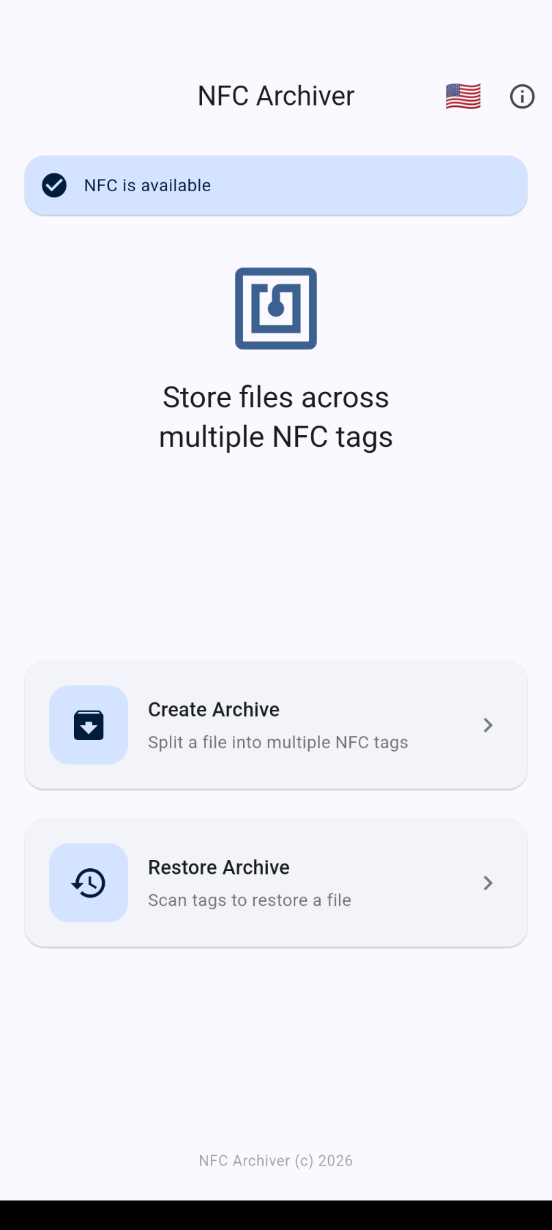 Screenshot of NFC Archiver