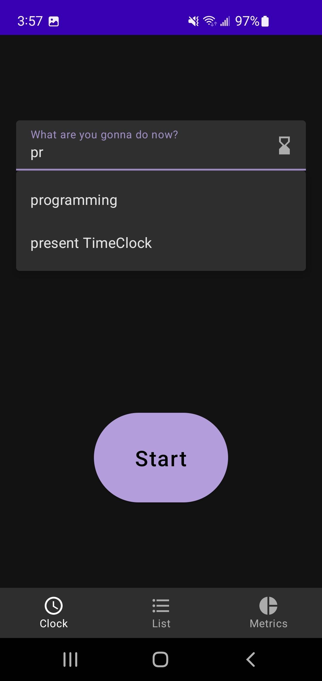 Screenshot of Time Clock